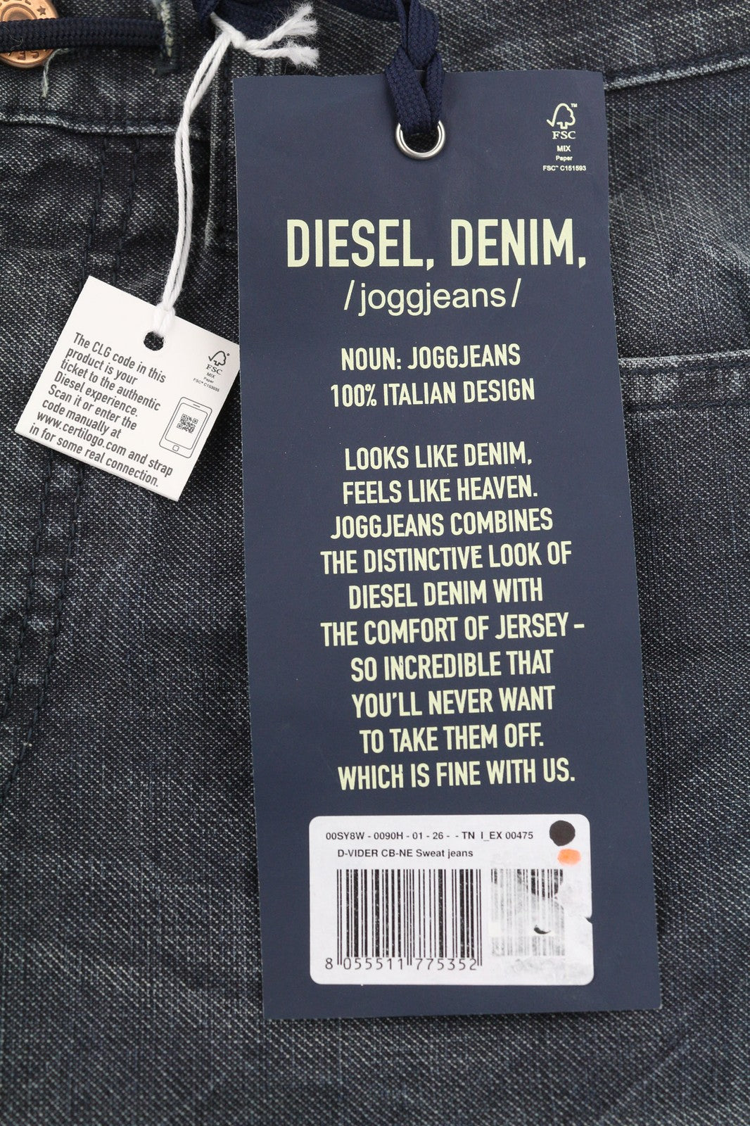 DIESEL D-Vider CB-NE 0090H vyriški džinsai W26 sportiniai jogginiai morkų mėlyni, tamprūs, skalbti 