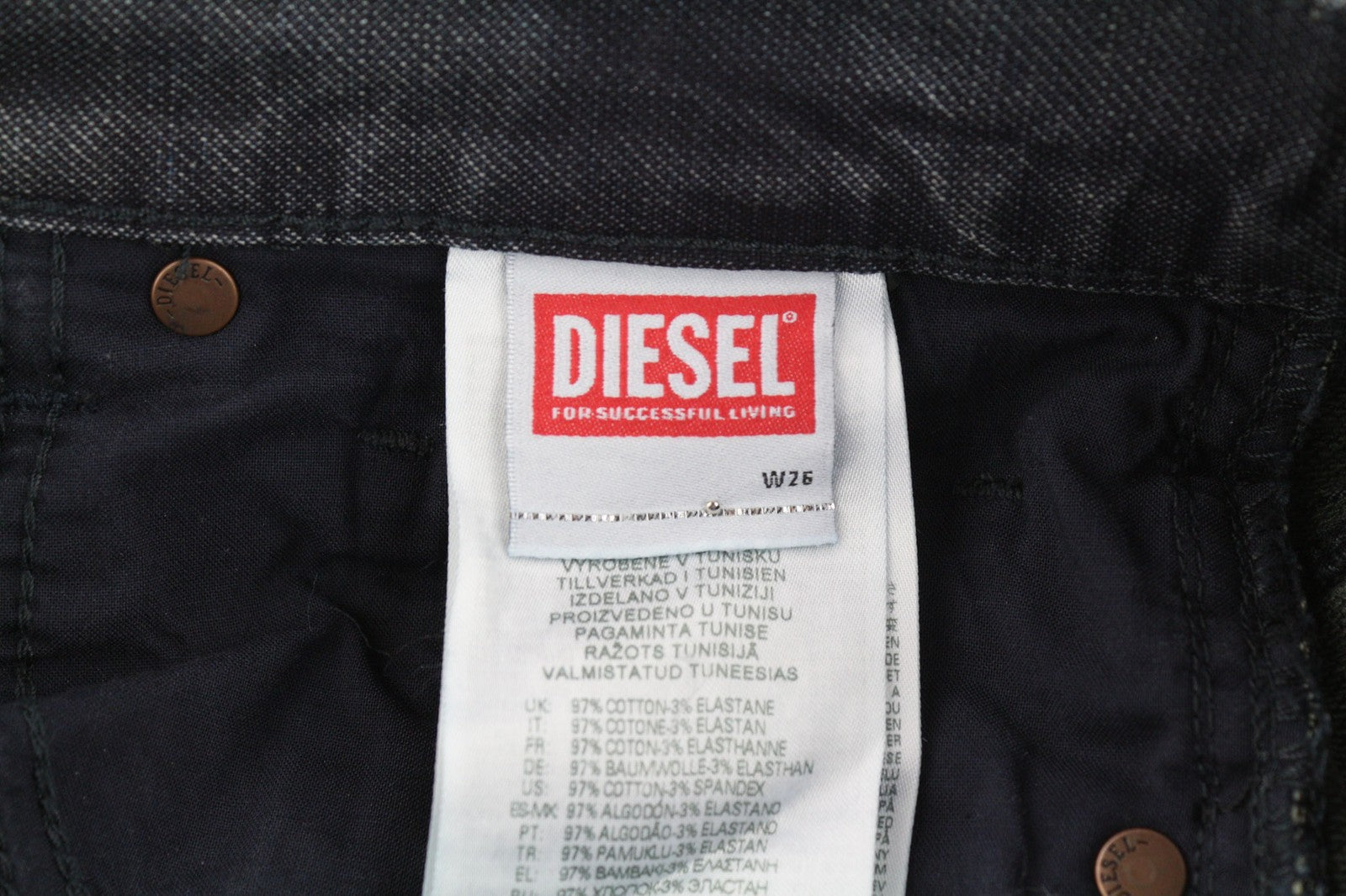 DIESEL D-Vider CB-NE 0090H vyriški džinsai W26 sportiniai jogginiai morkų mėlyni, tamprūs, skalbti 