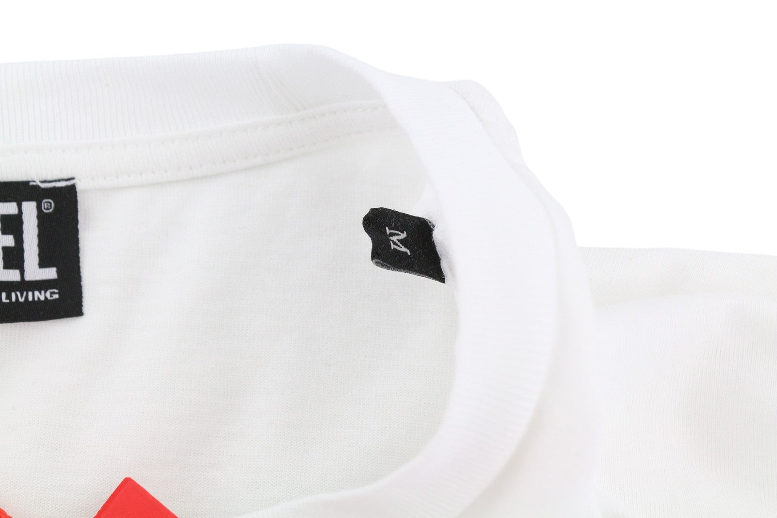 DIESEL T-Diegos-LS-K27 vyriški marškinėliai M balti medvilniniai ilgomis rankovėmis apvalios iškirptės trikotažo marškinėliai 