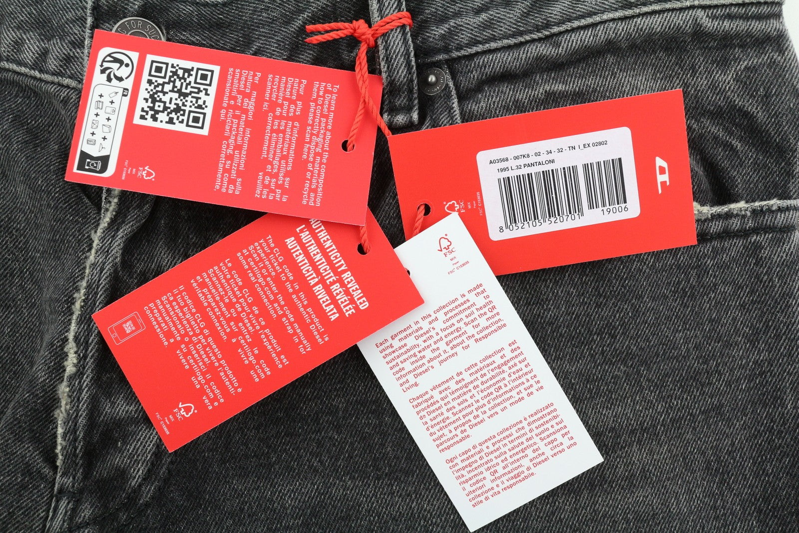 DIESEL 1995 D-SARK 007K8 vyriški džinsai W34/L32 Slim Straight, pilki, RRP195