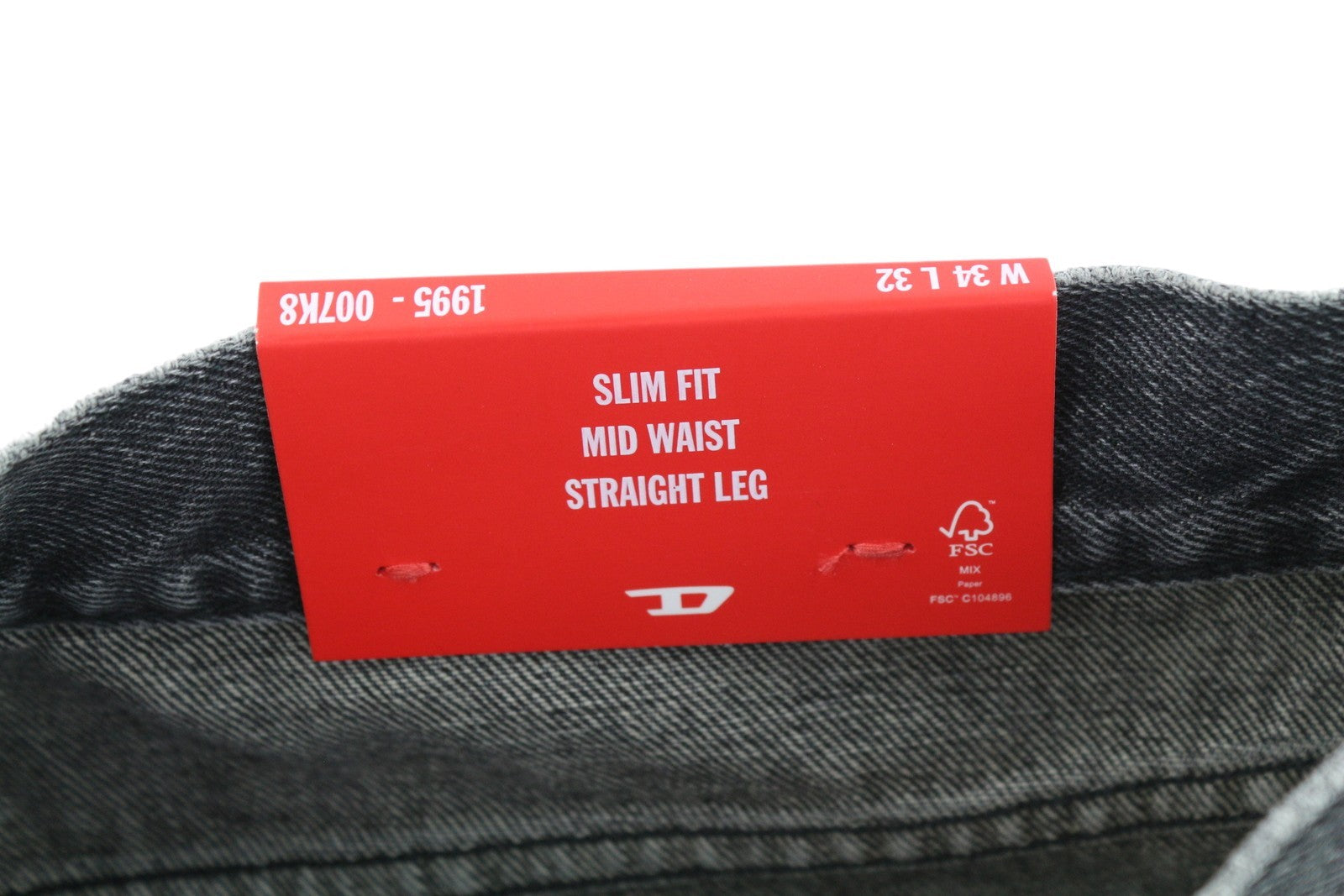 DIESEL 1995 D-SARK 007K8 vyriški džinsai W34/L32 Slim Straight, pilki, RRP195