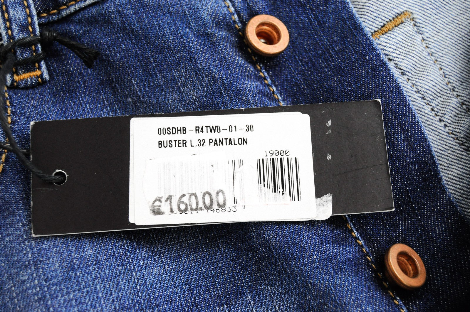 DIESEL Buster R4TW8 vyriški džinsai W30/L32 Slim Tapered mėlyni tamprūs skalbinių džinsai 