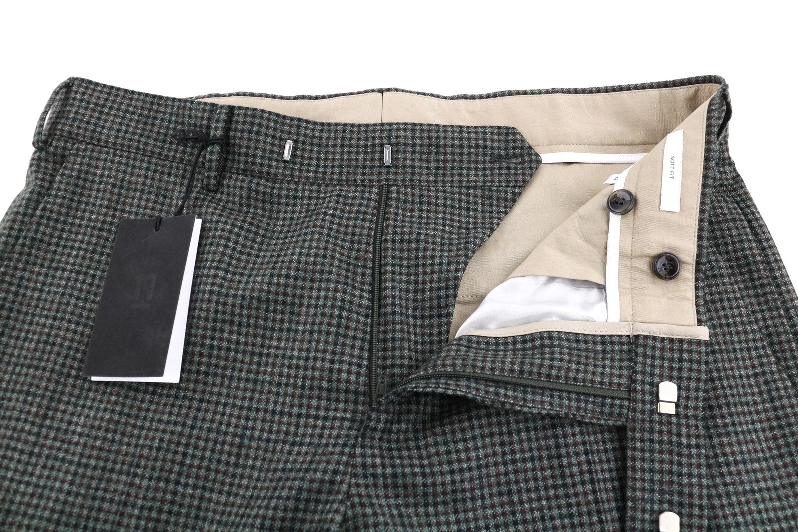 PT TORINO vyriškos kelnės 48 W34 minkštos grynos vilnos pilka raštuota klostuota suknelė 