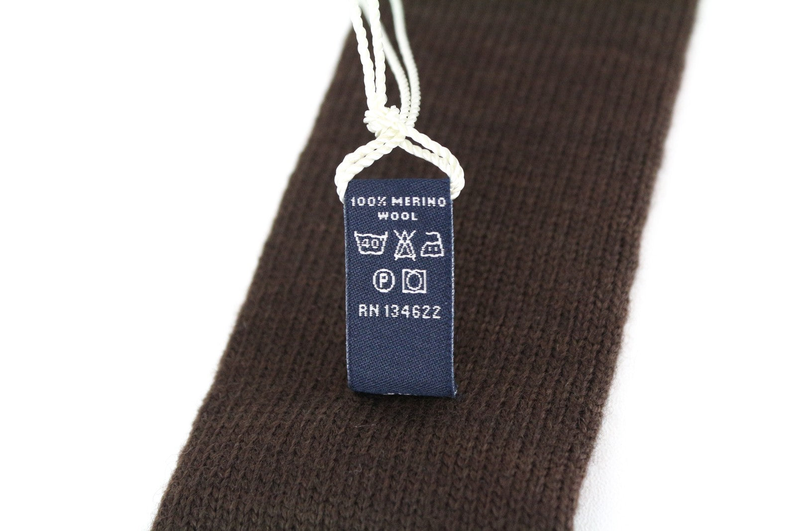 SUITSUPPLY vyriškas kaklaraištis ~145 x 6 cm grynos merino vilnos kvadratiniais galais megztas rudas 