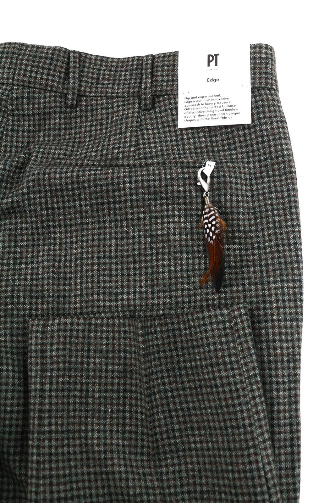 PT TORINO vyriškos kelnės 52 W37 Laisvės pilkai rudos raštuotos grynos vilnos klostytos 