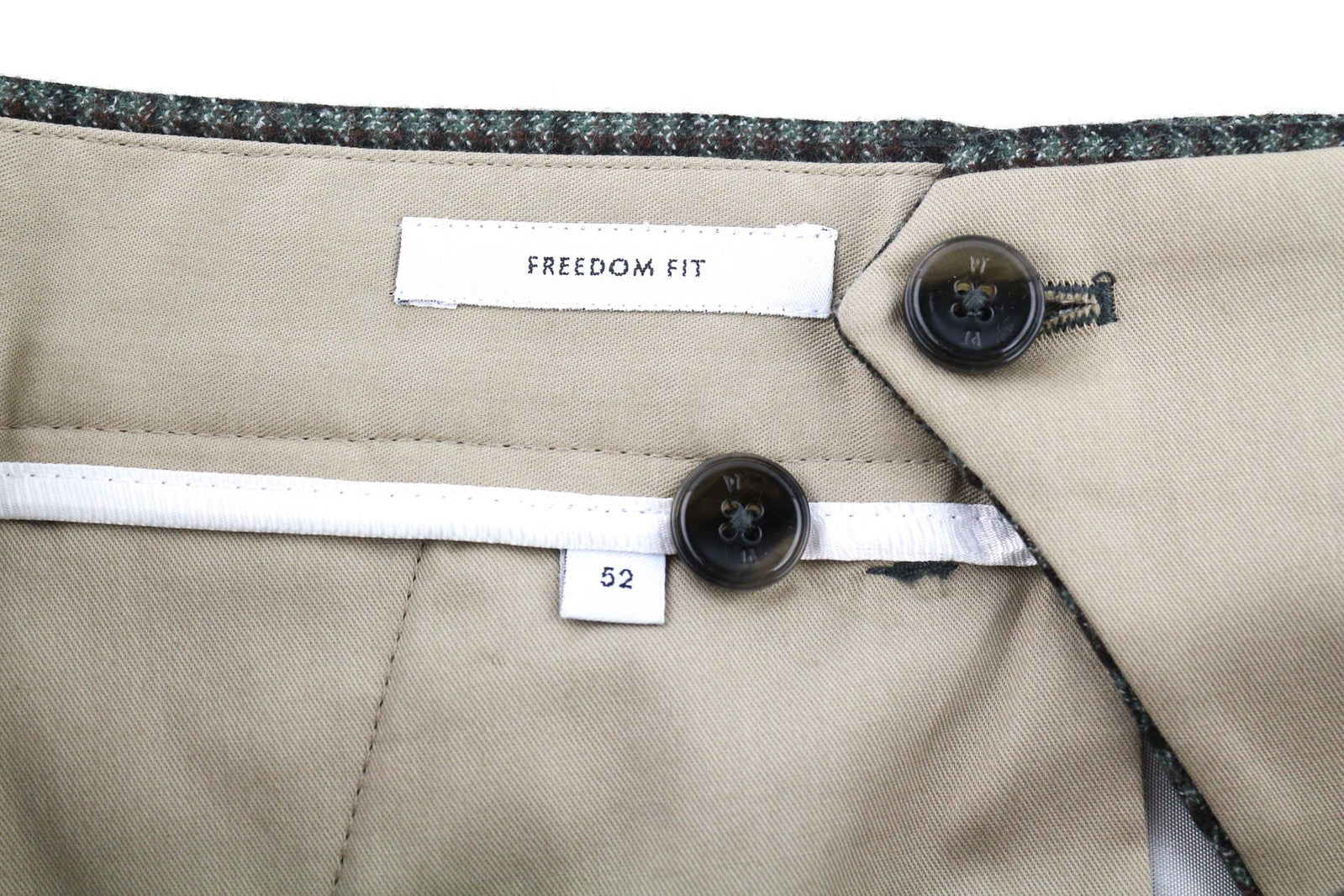 PT TORINO vyriškos kelnės 52 W37 Laisvės pilkai rudos raštuotos grynos vilnos klostytos 