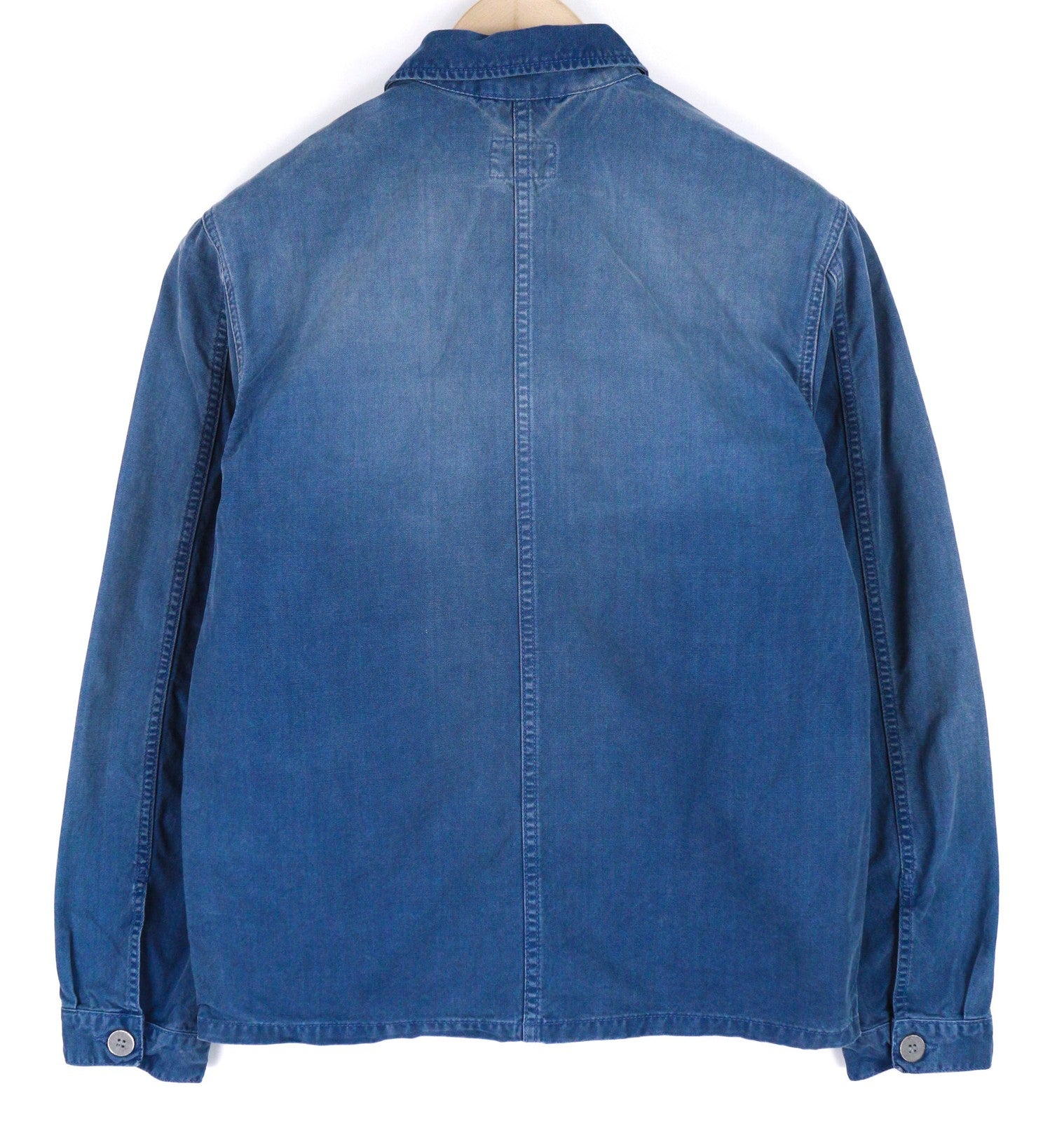 NUDIE Paul Mens Jacket S Worker Oden Blue Washed Buttoned  Neck Pockets