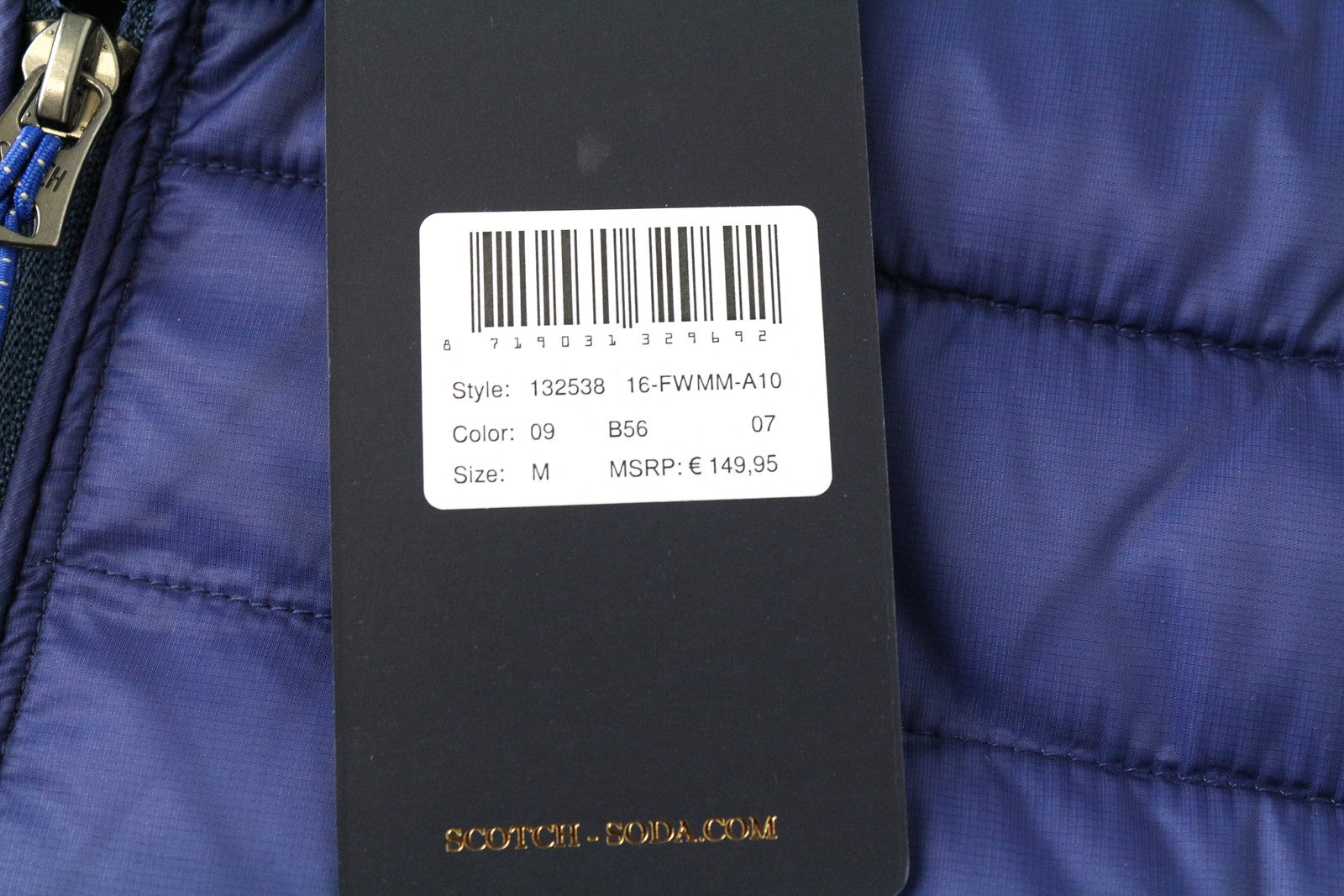 SCOTCH &amp; SODA vyriška striukė MEDIUM dygsniuota, mėlyna, paminkštinta, trumpa, laisvalaikio stiliaus, su pamušalu 