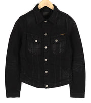 NUDIE Billy Men Jacket XS Rebel Black B01 Washed Buttoned  Neck Pockets