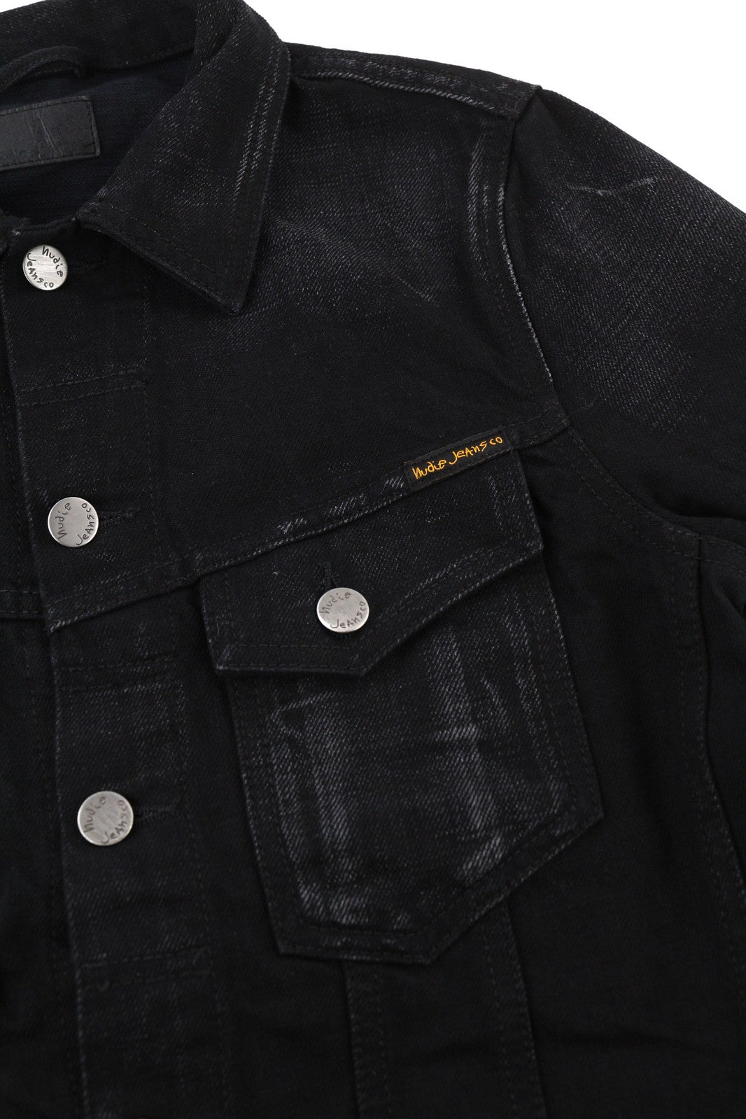 NUDIE Billy Men Jacket XS Rebel Black B01 Washed Buttoned  Neck Pockets