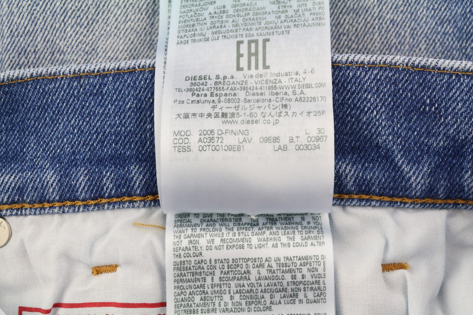 DIESEL 2005 D-Fining 09E85 vyriški džinsai W34/L30 Įprasti siaurėjantys skalbtos mėlynos spalvos RMK 295 € 