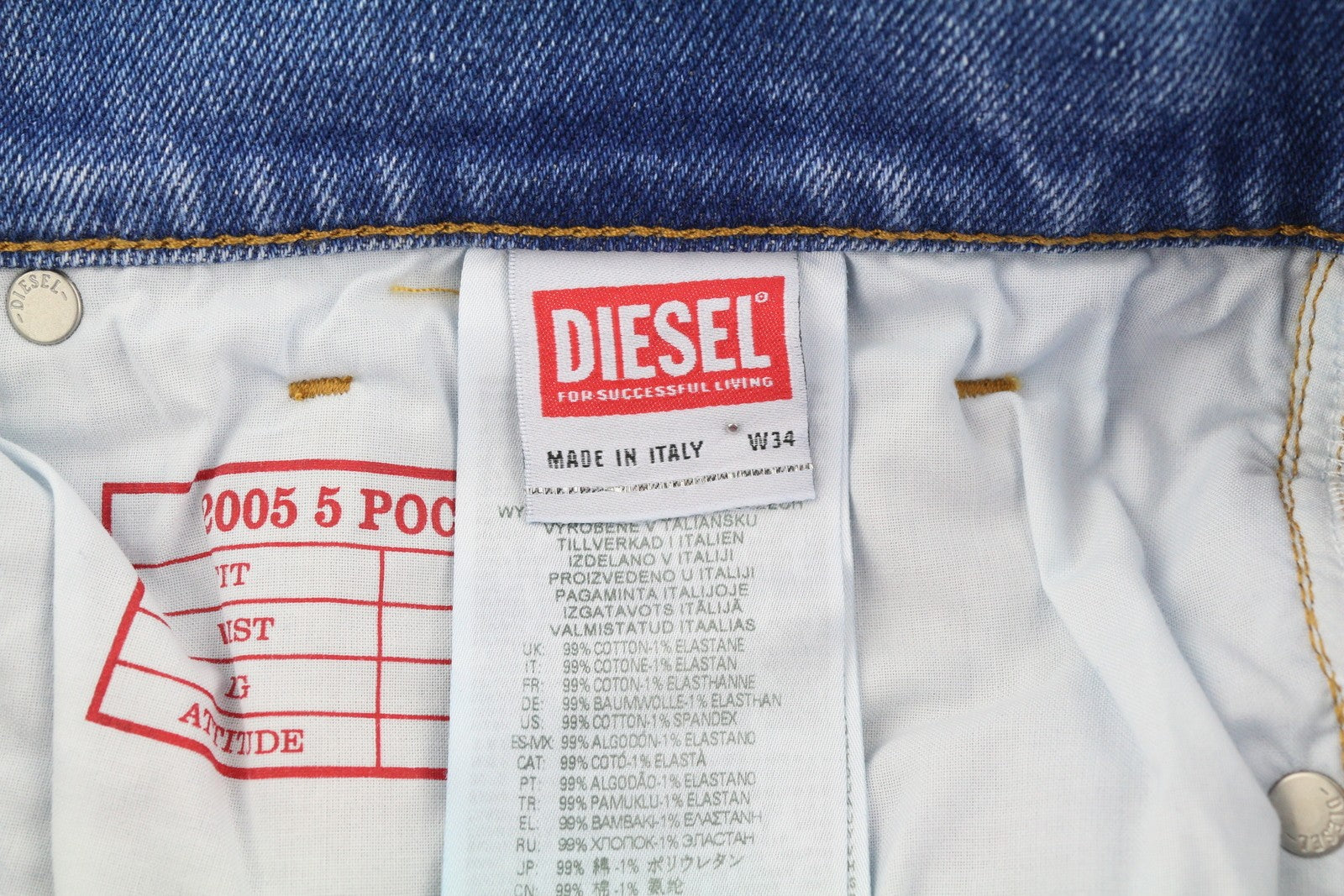 DIESEL 2005 D-Fining 09E85 vyriški džinsai W34/L30 Įprasti siaurėjantys skalbtos mėlynos spalvos RMK 295 € 