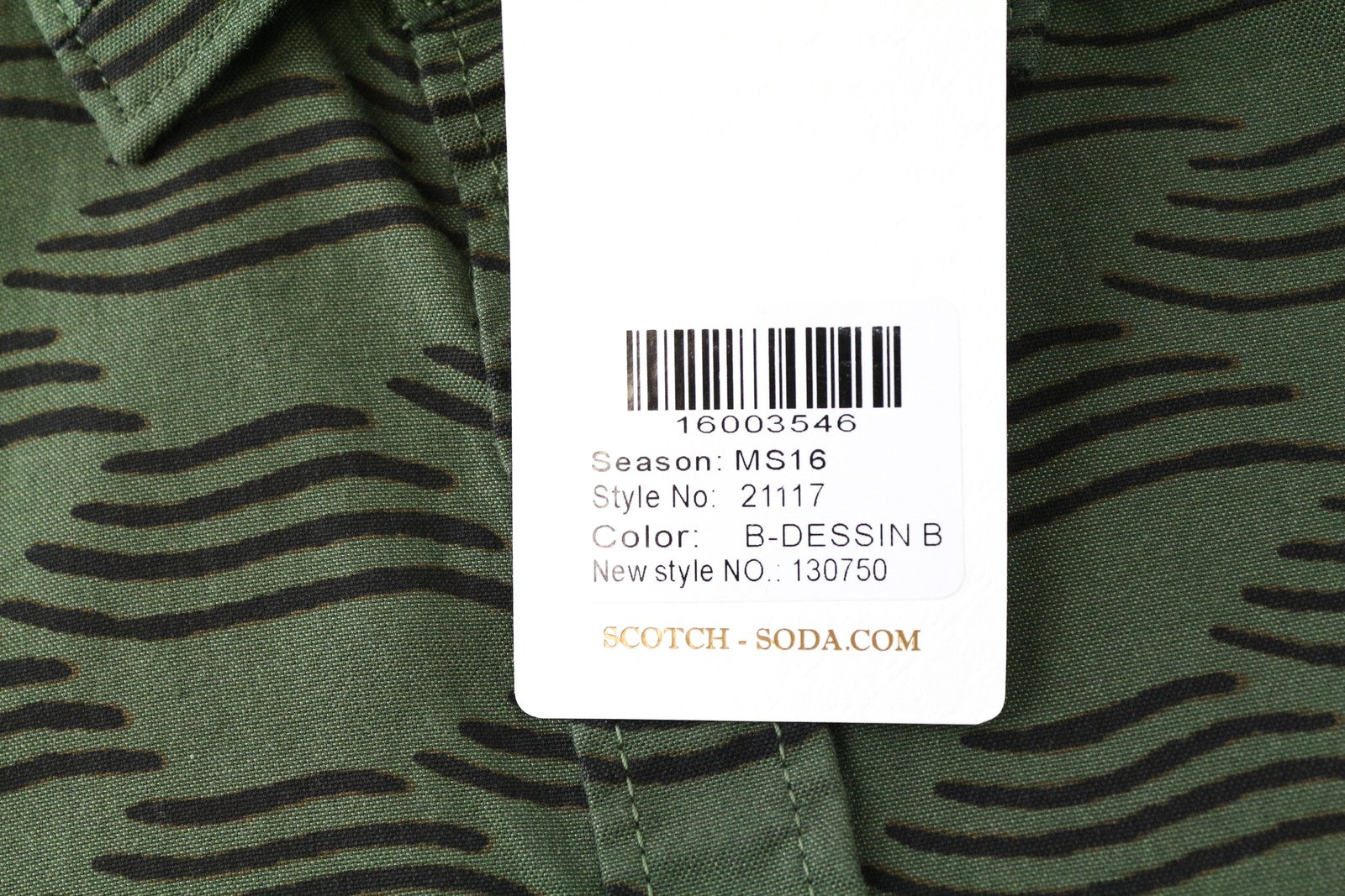 SCOTCH &amp; SODA Vacanza vyriški marškinėliai ~L chaki žali abstrakčiojo rašto 3/4 rankovėmis 