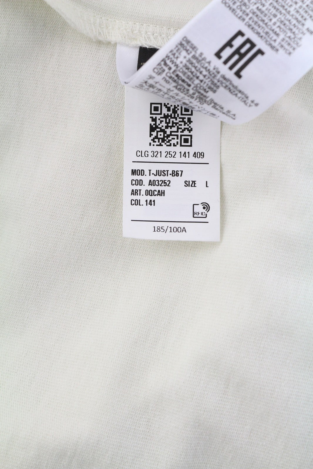 DIESEL T-Just-B67 vyriški marškinėliai su trumpomis rankovėmis, apvalia apykakle ir trikotažu L dydžio 