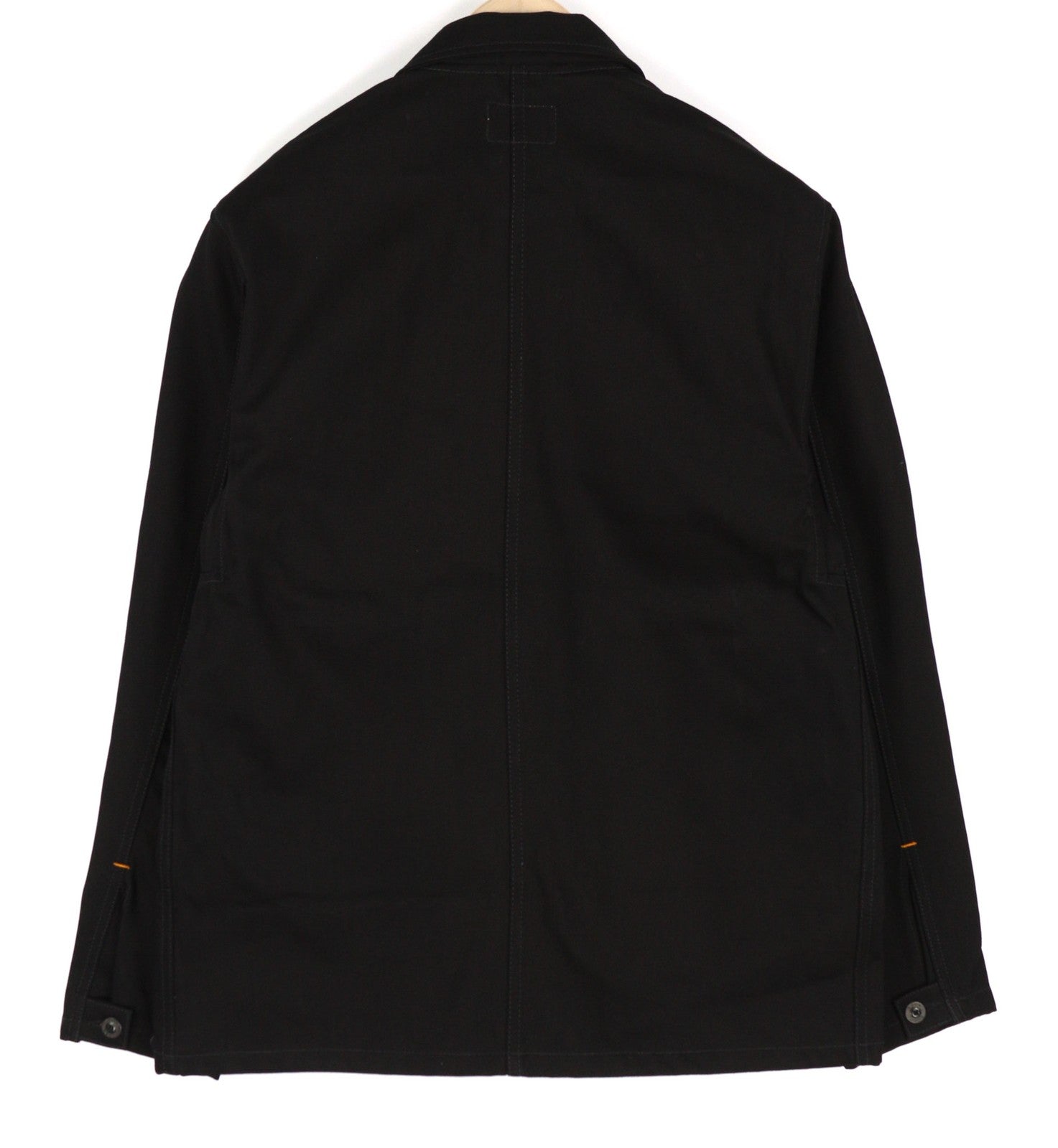 NUDIE Jonathan vyriška striukė M su darbinės kaklo iškirpte, sagomis, užlopytomis kišenėmis, džinsinė, juoda 