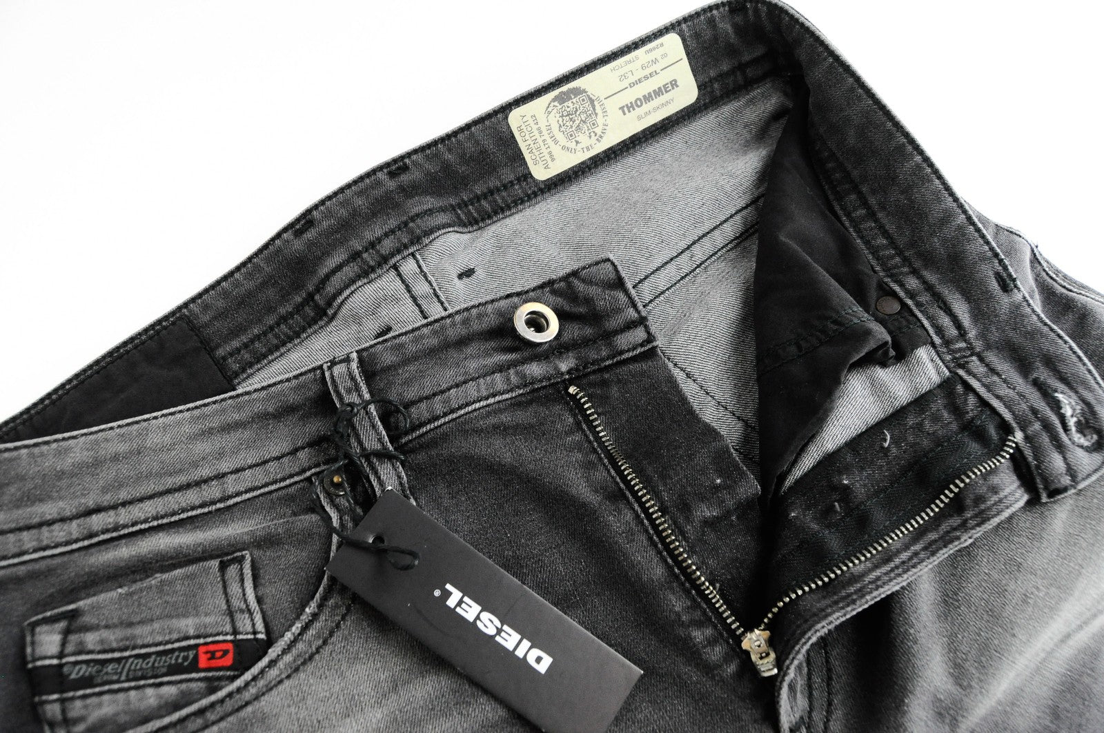 DIESEL Thommer R266U vyriški džinsai W29/L32 Slim Skinny pilki tamprūs medvilniniai džinsai 