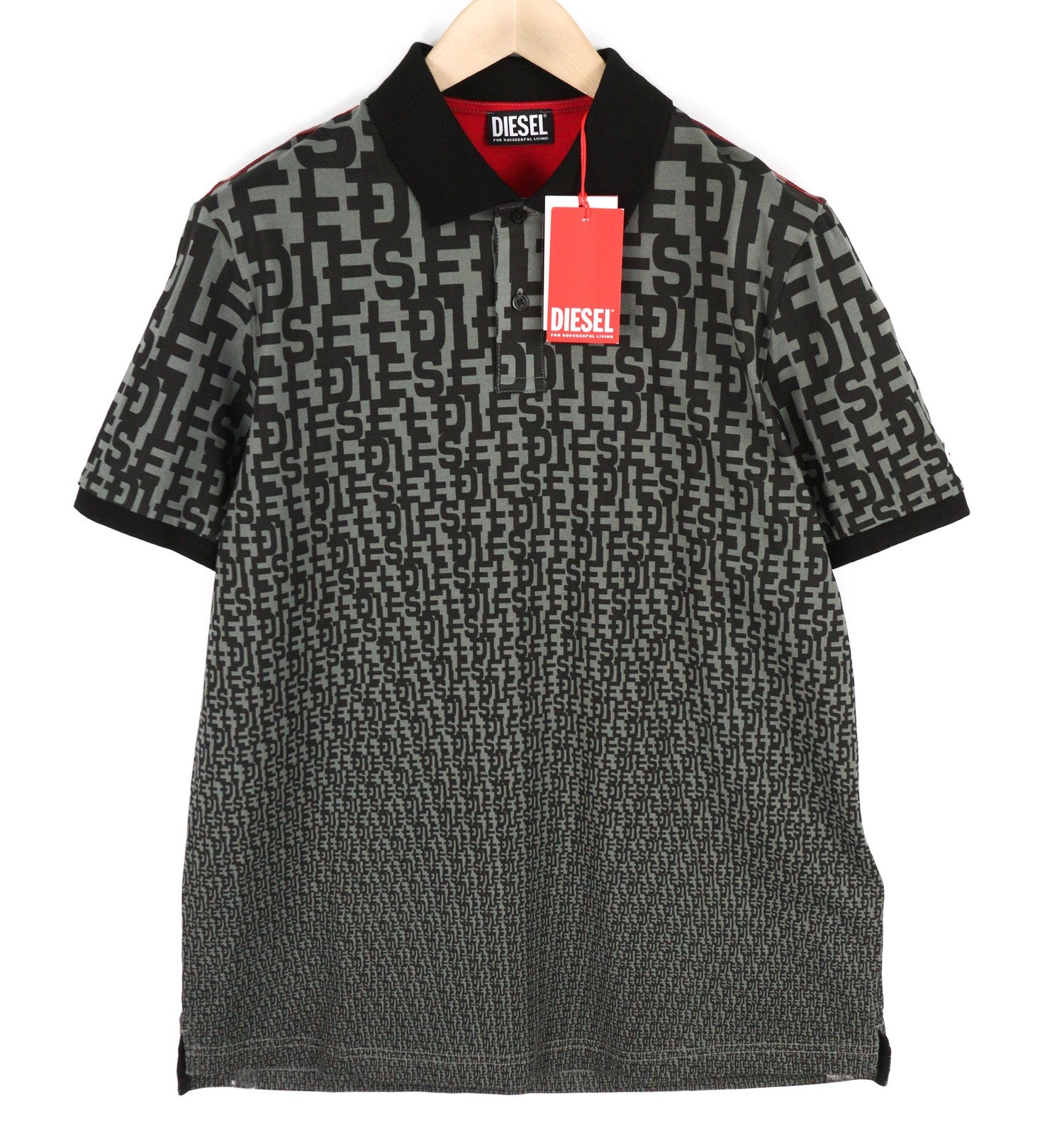 DIESEL T-Smith-Mon Polo vyriški marškinėliai XL dydžio trumpomis rankovėmis, juodi, medvilniniai, RRP 150 € 