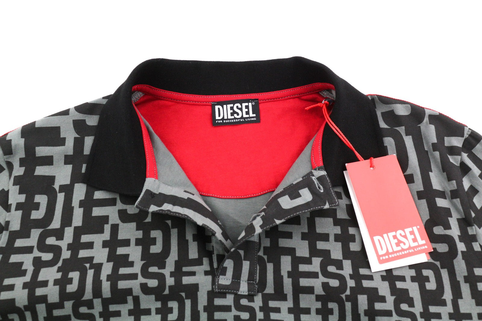 DIESEL T-Smith-Mon Polo vyriški marškinėliai XL dydžio trumpomis rankovėmis, juodi, medvilniniai, RRP 150 € 