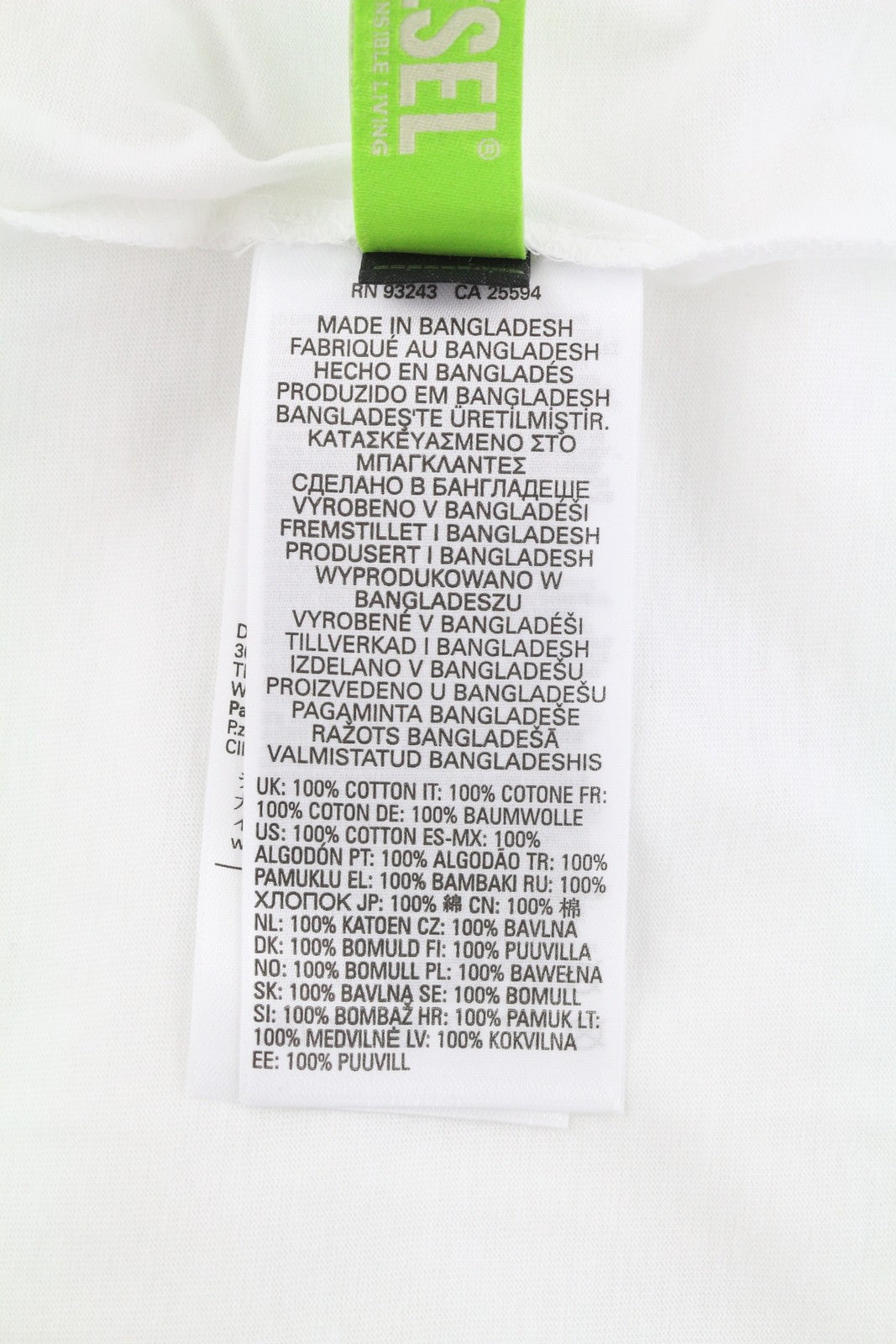 DIESEL T-Diegos-LS-K27 vyriški marškinėliai L dydžio, balti, medvilniniai, ilgomis rankovėmis, apvalios iškirptės trikotažiniai marškinėliai. 