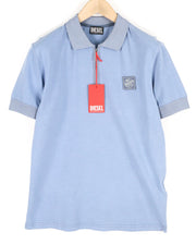 DIESEL T-Aragon Mens T-Shirt 2XL Short Sleeve Polo Half Zip Light Blue RRP€150