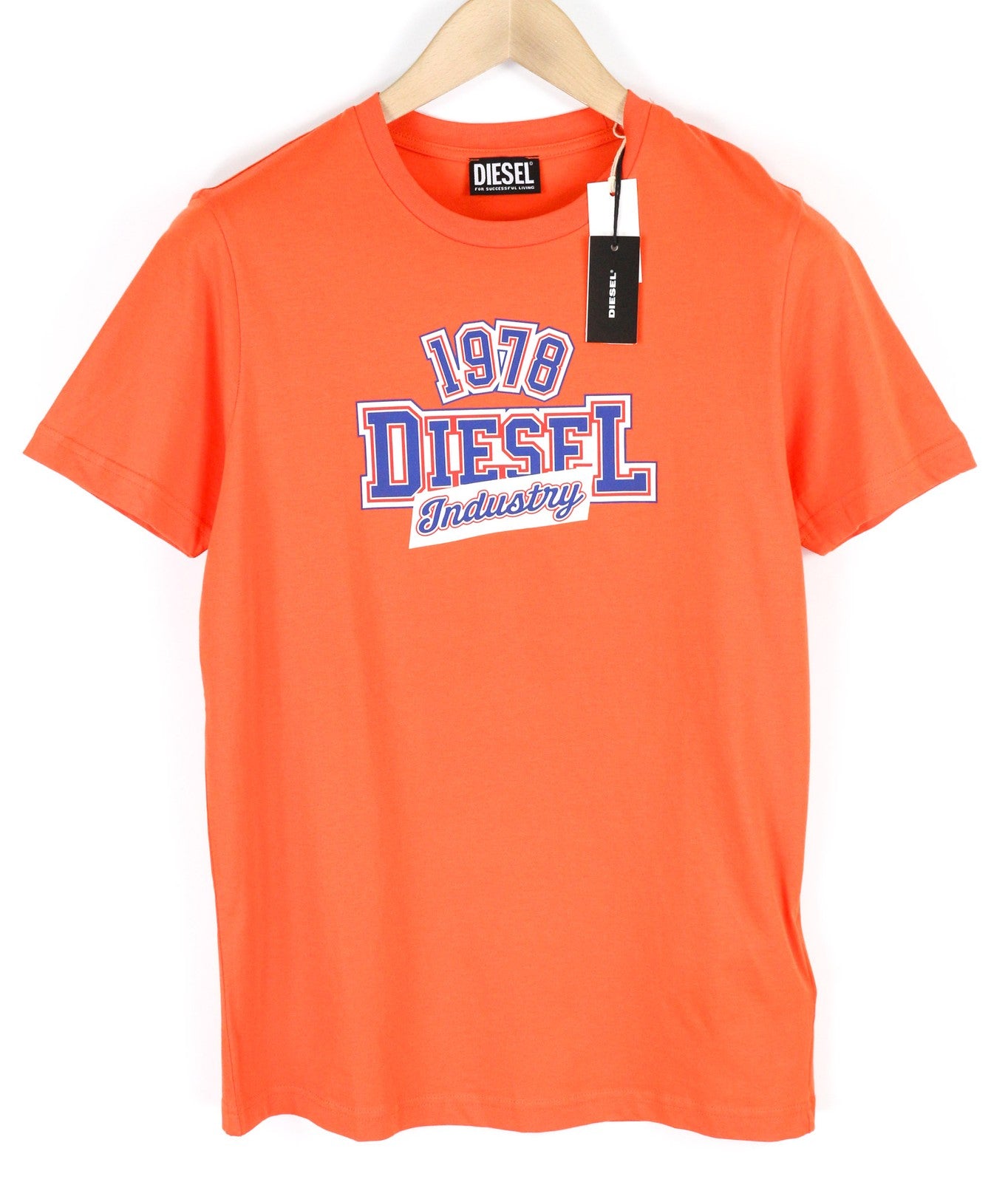 DIESEL T-Diegos-K26 Mens T-Shirt S Short Sleeve Crew Neck  Orange Casual
