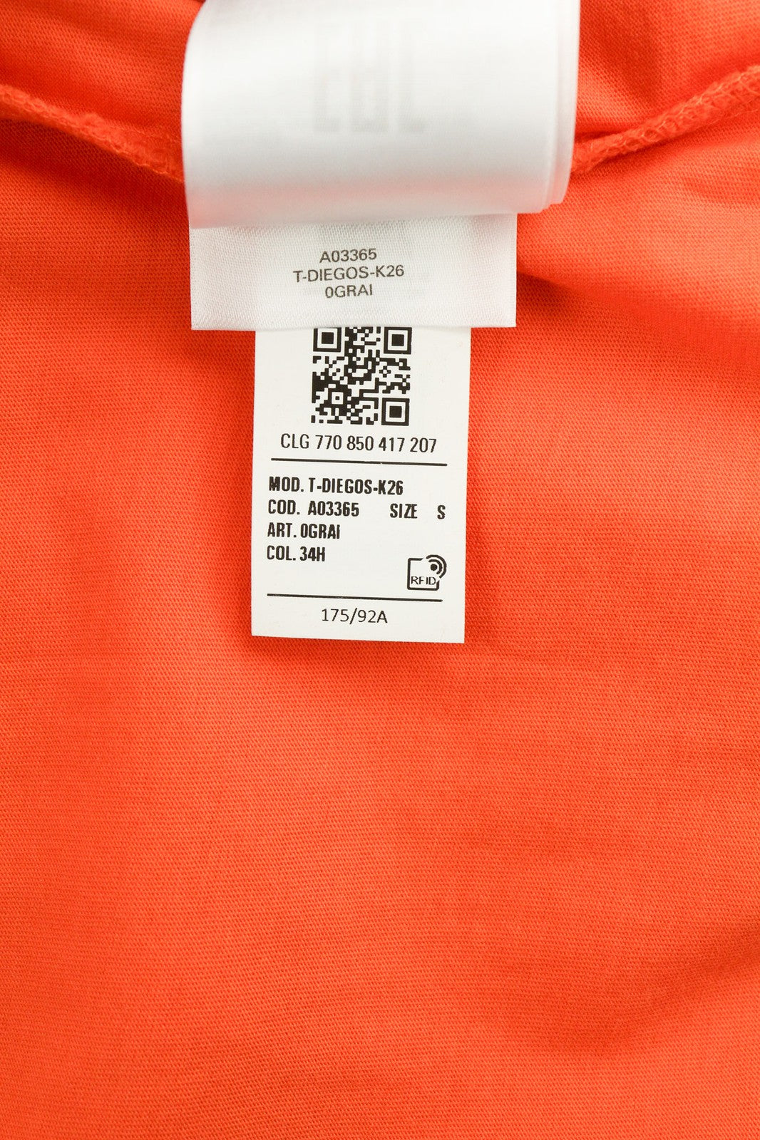 DIESEL T-Diegos-K26 Mens T-Shirt S Short Sleeve Crew Neck  Orange Casual