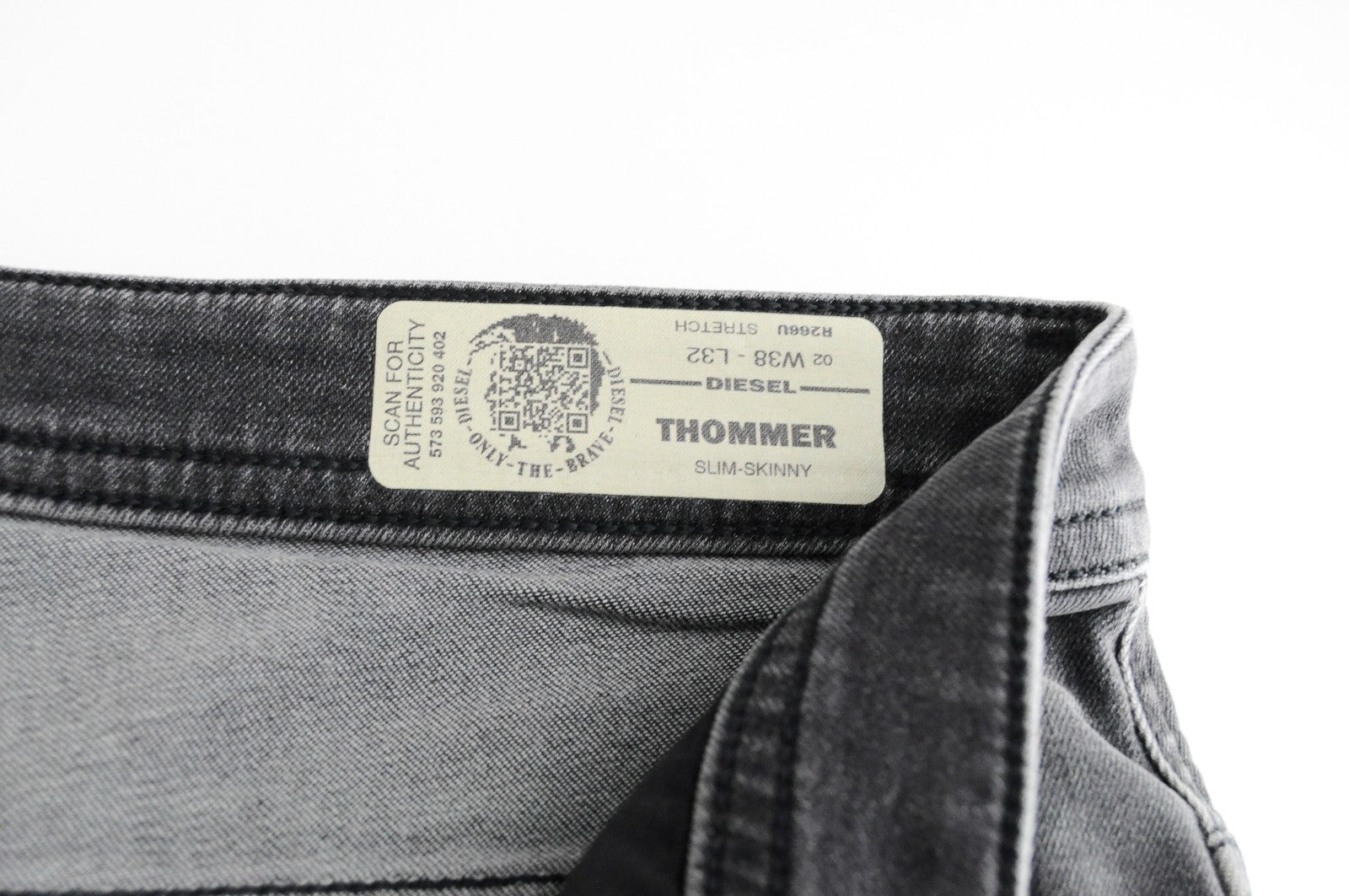 DIESEL Thommer R266U vyriški džinsai W38/L32 Slim Skinny skalbti pilki džinsai 
