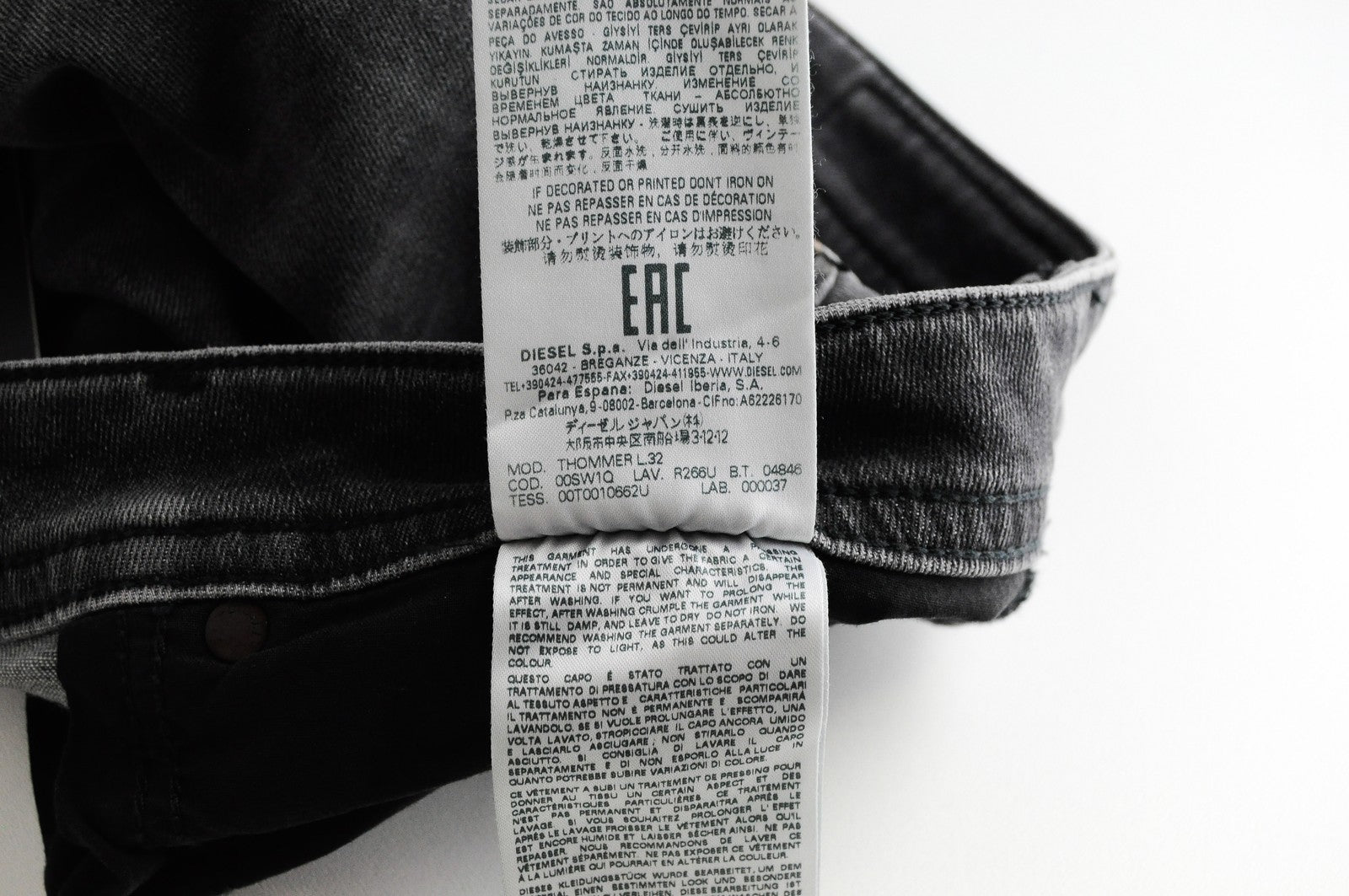 DIESEL Thommer R266U vyriški džinsai W38/L32 Slim Skinny skalbti pilki džinsai 