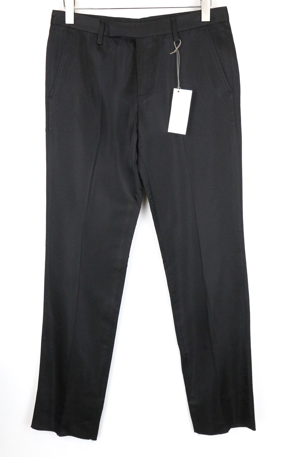 RICHMOND Men's Trousers 48 Slim Fit Black Pleated Zip-Fly Solid Chino Style