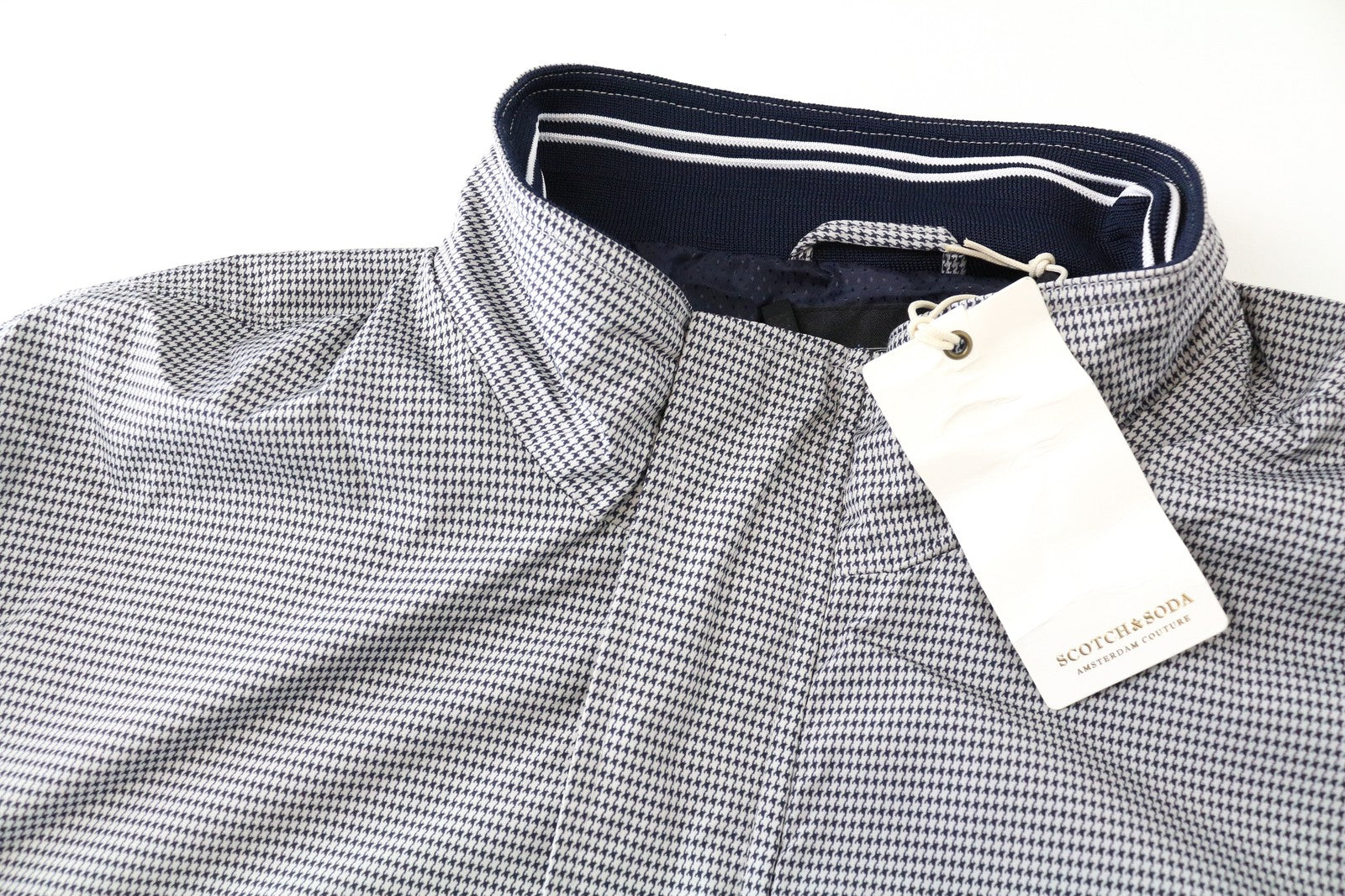 SCOTCH &amp; SODA vyriška striukė „Houndstooth“ raštu, trumpa, su pamušalu ir laisvalaikio stiliaus raštais, 2XL dydžio 