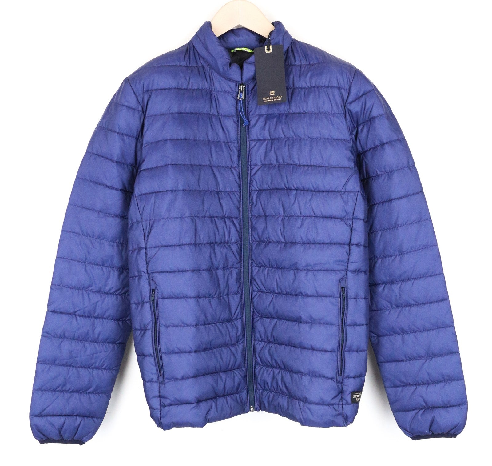 SCOTCH &amp; SODA vyriška striukė MEDIUM, dygsniuota, paminkštinta, mėlyna, trumpa, laisvalaikio stiliaus, su pamušalu 