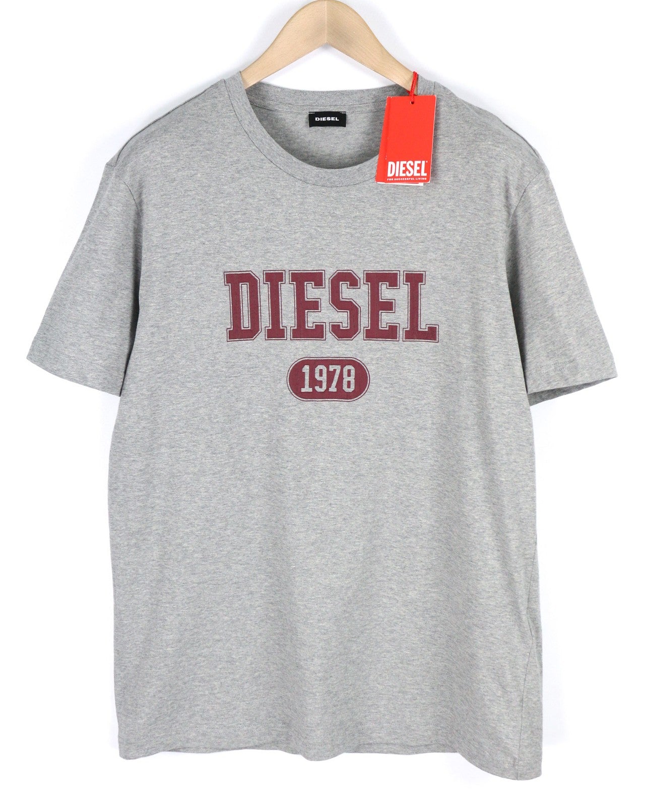 DIESEL T-Diego-K46 Mens T-Shirt XL Short Sleeve Crew Collar Melange Grey Casual