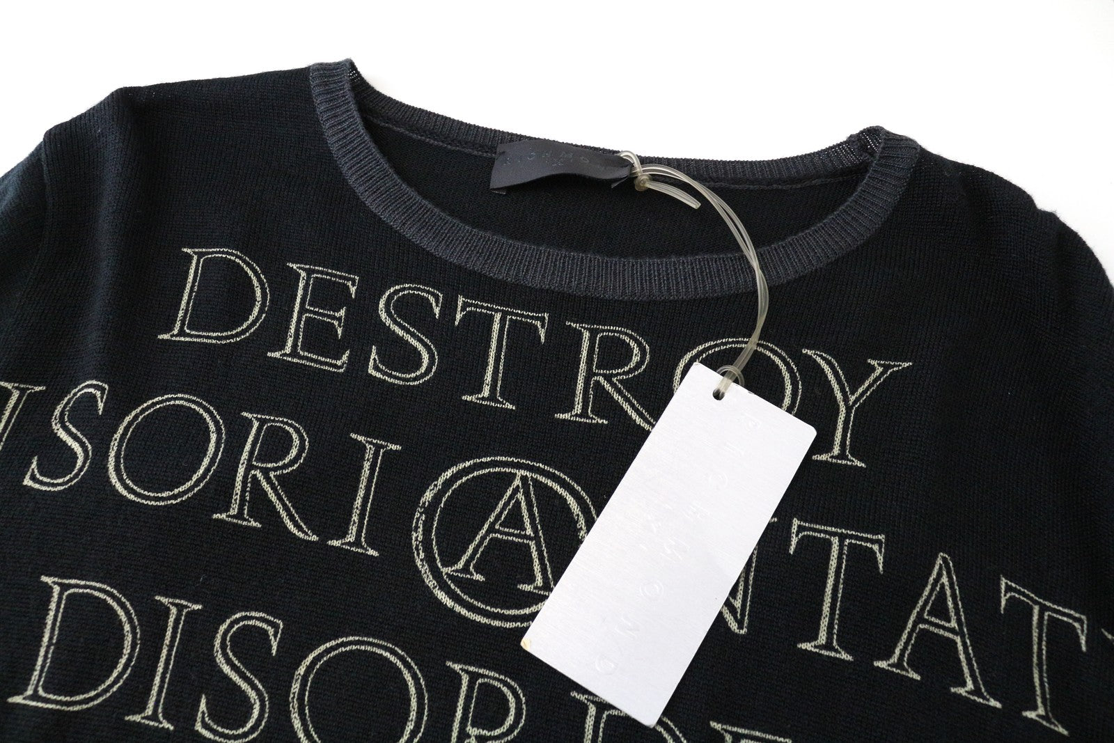 RICHMOND X vyriškas megztinis 50 % grynos vilnos, dryžuotas, juodas su užrašu 