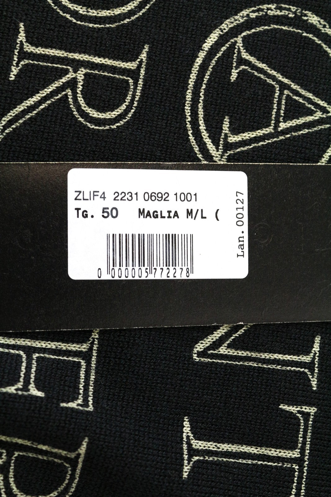 RICHMOND X vyriškas megztinis 50 % grynos vilnos, dryžuotas, juodas su užrašu 