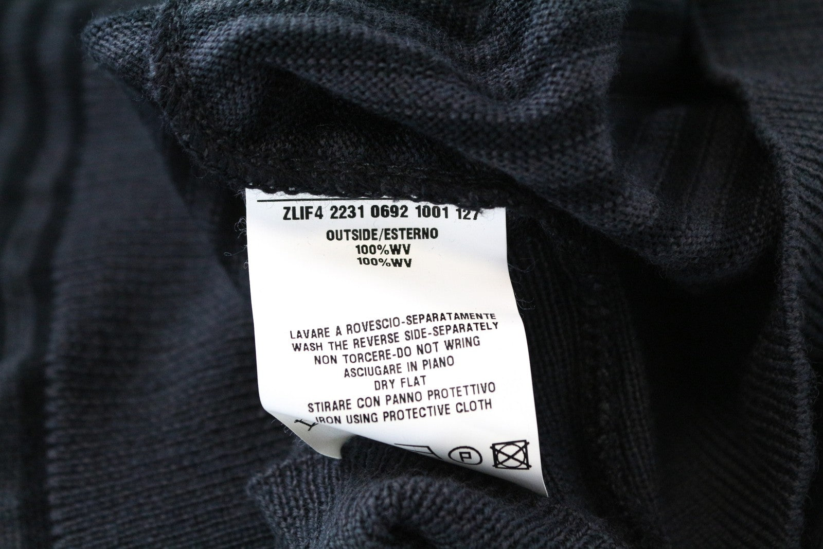 RICHMOND X vyriškas megztinis 50 % grynos vilnos, dryžuotas, juodas su užrašu 