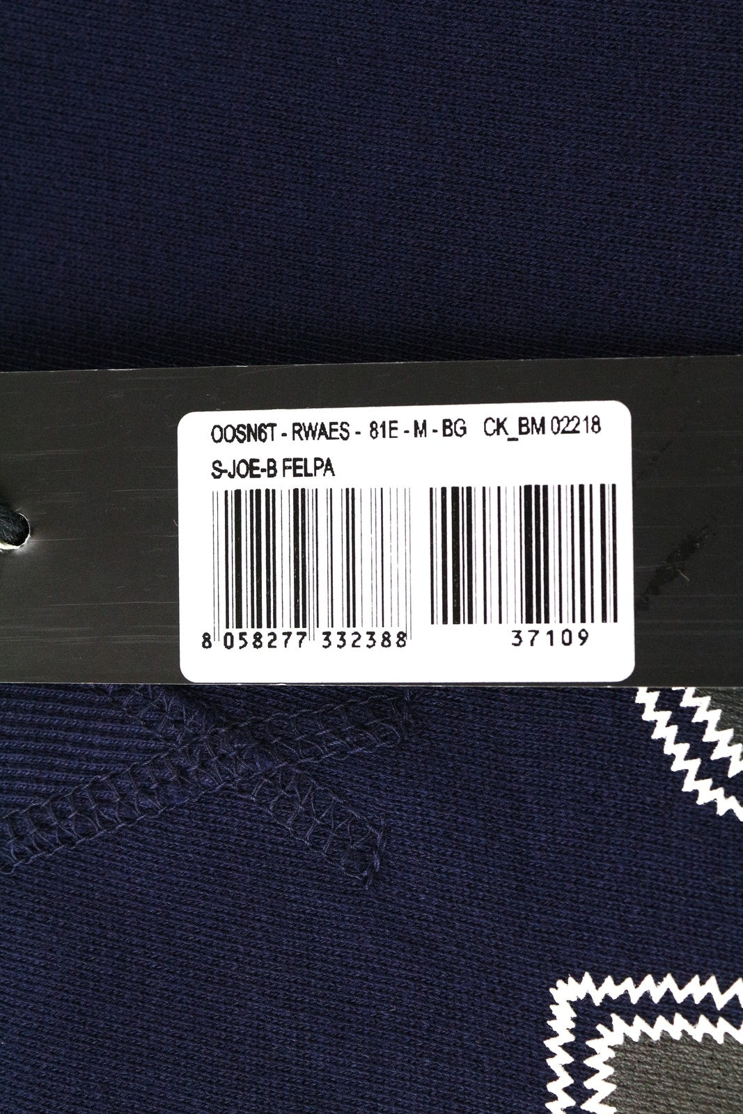 DIESEL S-Joe-B Felpa vyriškas džemperis M su lopais ir šūkiu, tamsiai mėlynas, apvalia iškirpte 