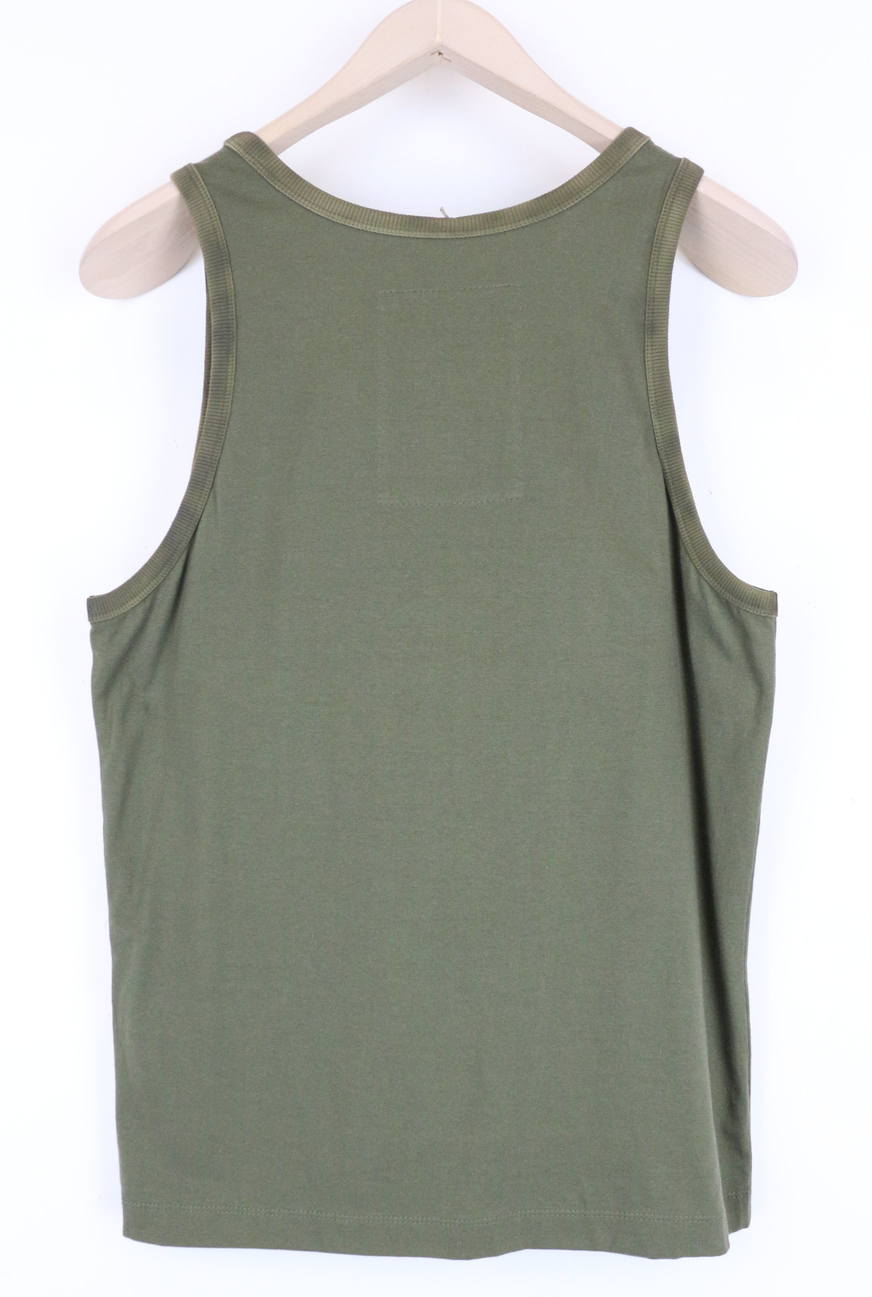 RICHMOND X Men's T-Shirt L Printed Beaded Front Khaki Green Sleeveless