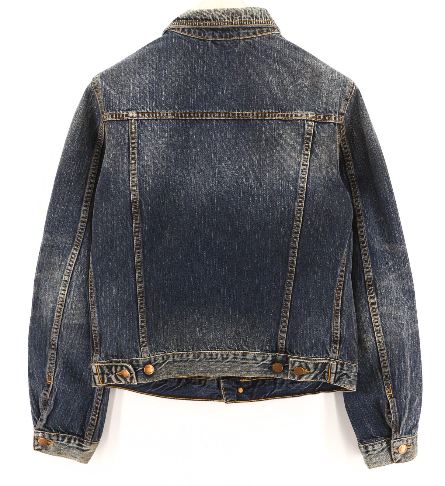 NUDIE JEANS Terry Org. Streaky Denim vyriška striukė M medvilninė skalbto džinso mėlyna 