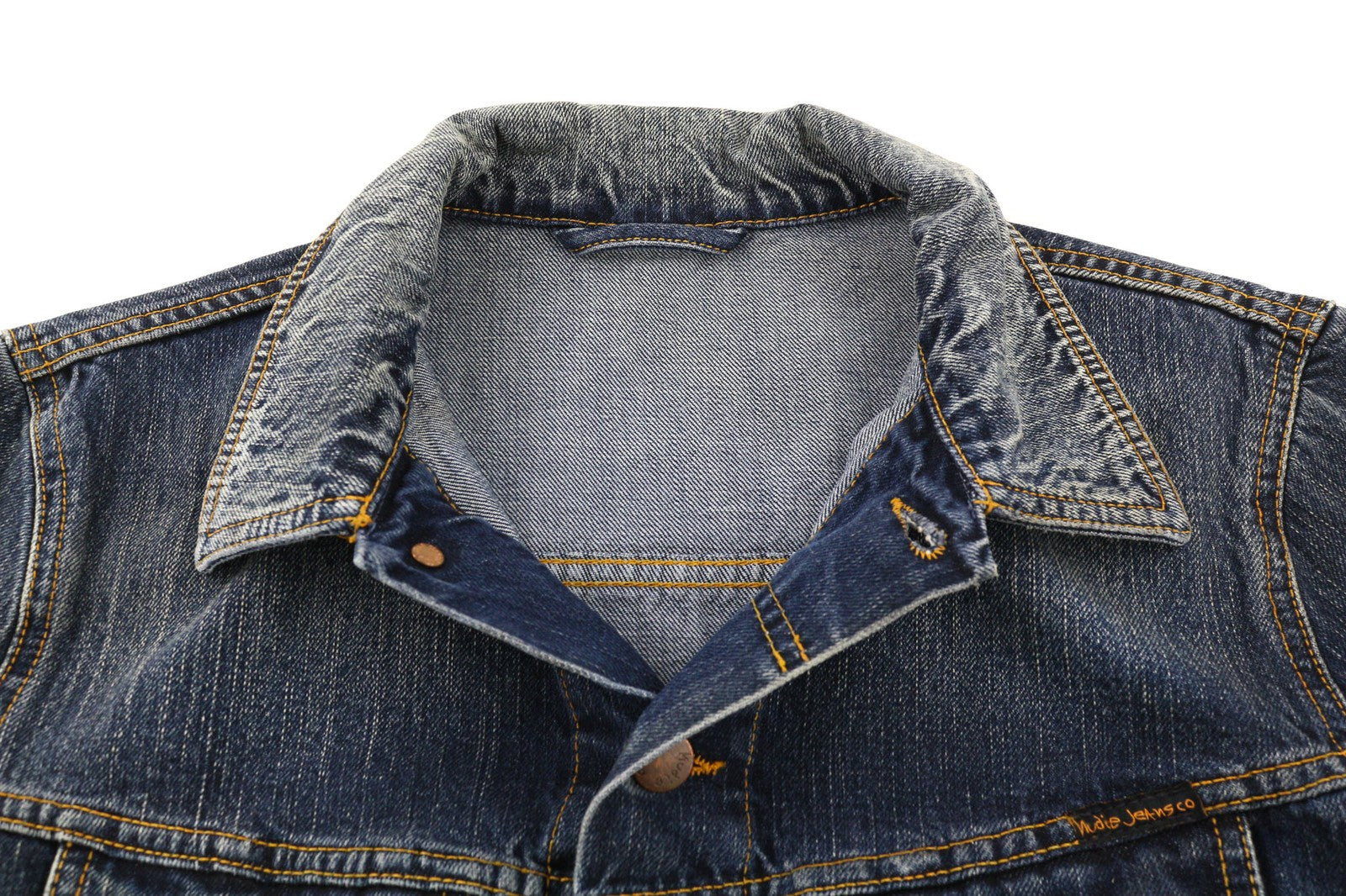 NUDIE JEANS Terry Org. Streaky Denim vyriška striukė M medvilninė skalbto džinso mėlyna 