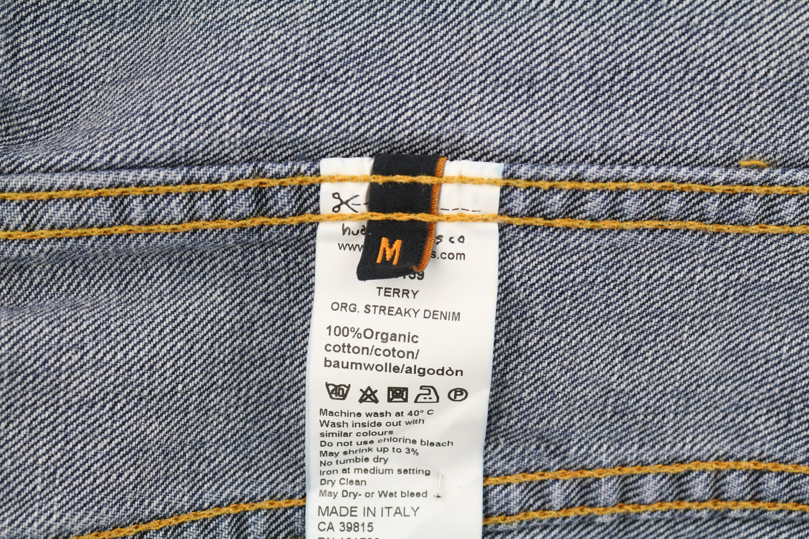 NUDIE JEANS Terry Org. Streaky Denim vyriška striukė M medvilninė skalbto džinso mėlyna 