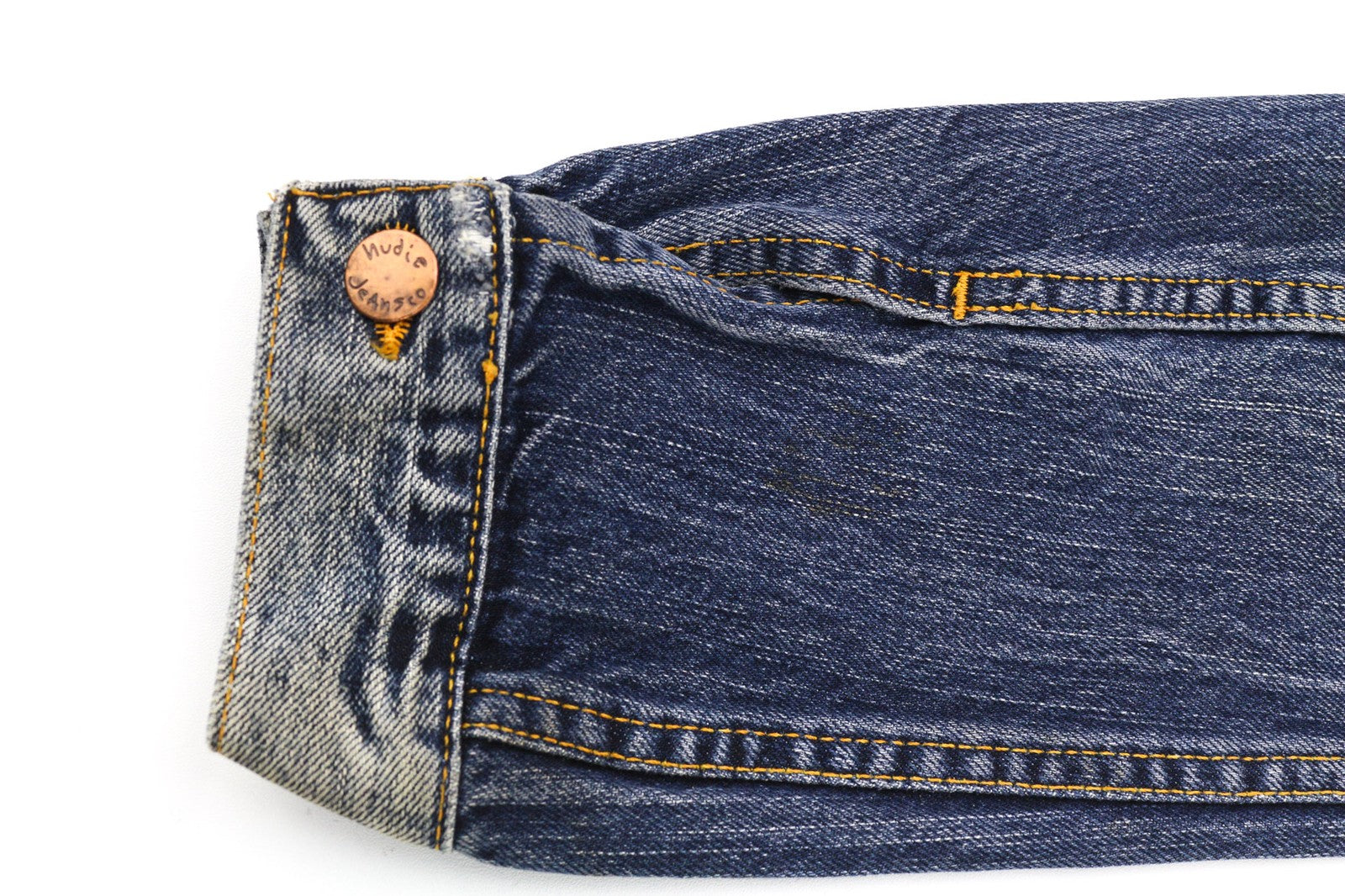 NUDIE JEANS Terry Org. Streaky Denim vyriška striukė M medvilninė skalbto džinso mėlyna 