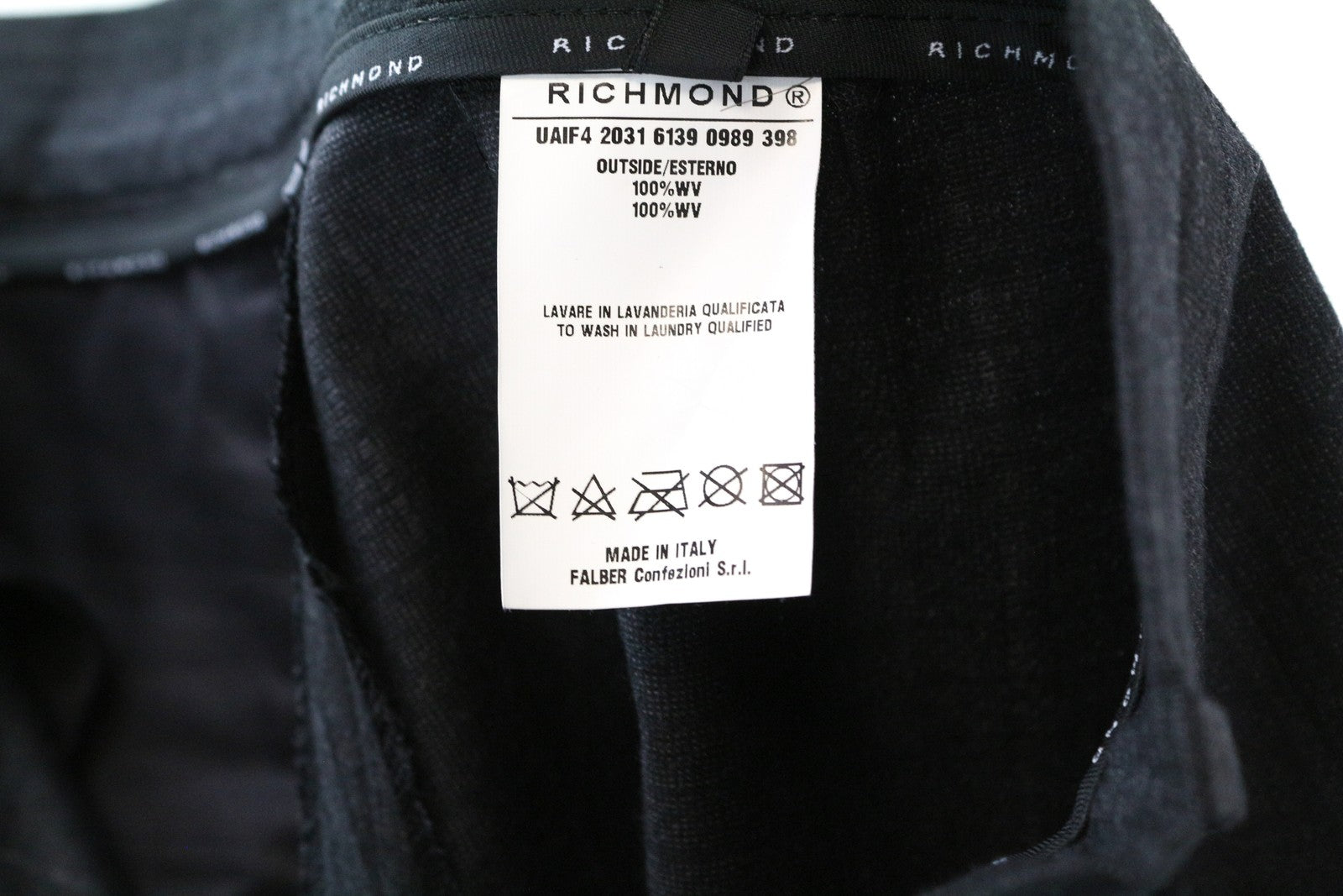 RICHMOND X Men's Trousers 48 Straight Checked Zip-Fly Wool Chino Virgin Wool