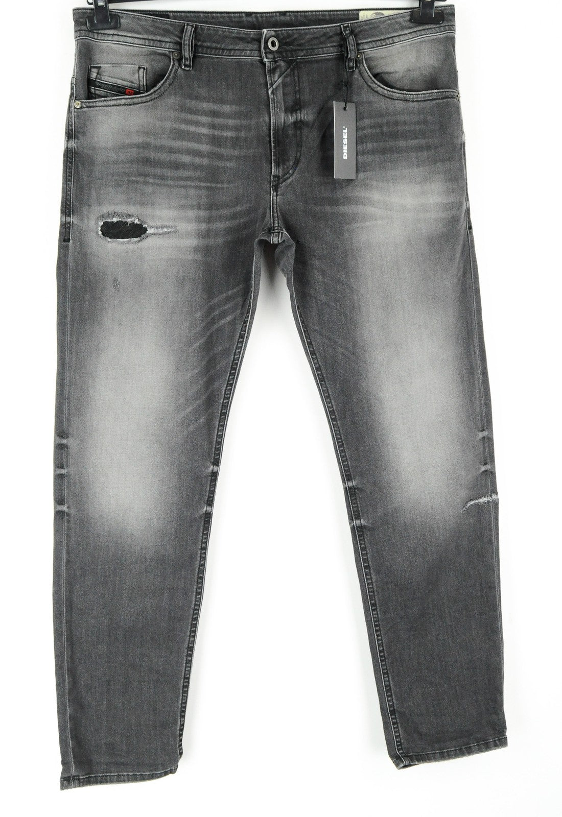 DIESEL Thommer R266U Men's Jeans W38/L32 Skinny Slim Fit Ripped Grey Stretch