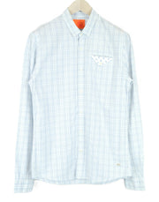 SCOTCH & SODA Ams Couture Men's Shirt M Slim Fit White & Blue Check Cotton