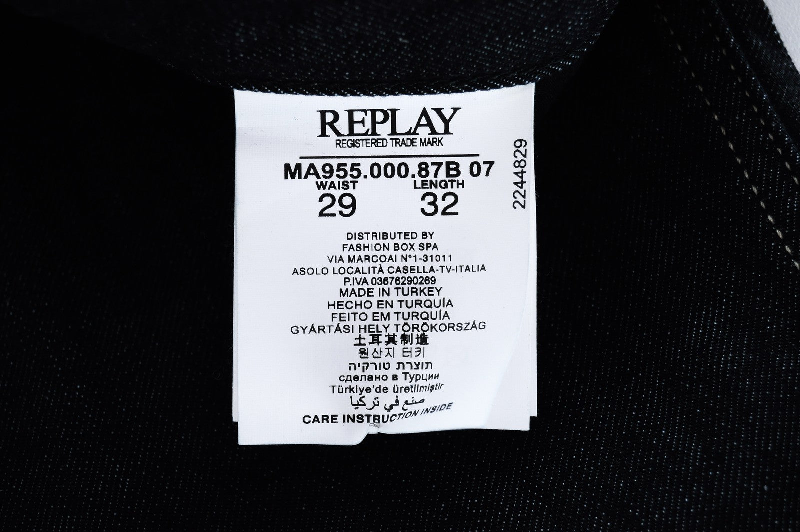 REPLAY Newbill vyriški tamsiai mėlyni džinsai W29/L32 medvilniniai tamprūs, tiesaus kirpimo džinsai 