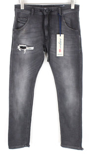 DIESEL Krooley CB-NE 069EM vyriški pilki sportiniai džinsai jogger stiliumi W28 Slim Stretch Fit 
