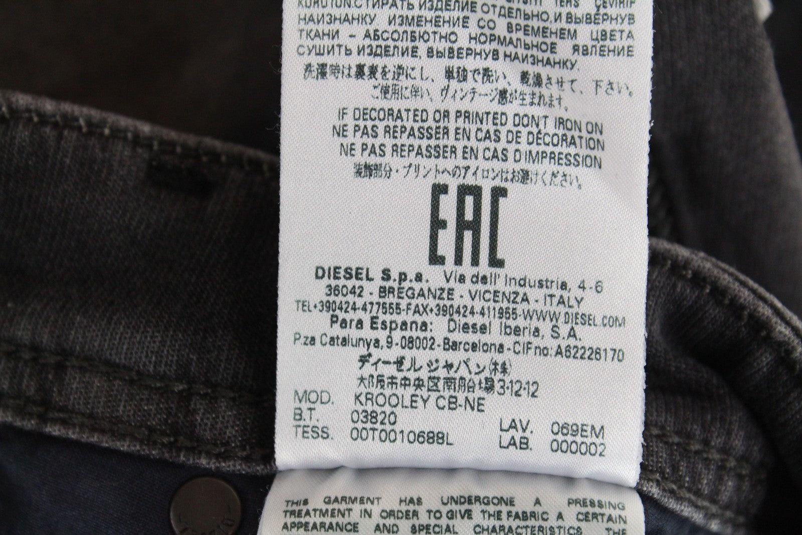 DIESEL Krooley CB-NE 069EM vyriški pilki sportiniai džinsai jogger stiliumi W28 Slim Stretch Fit 