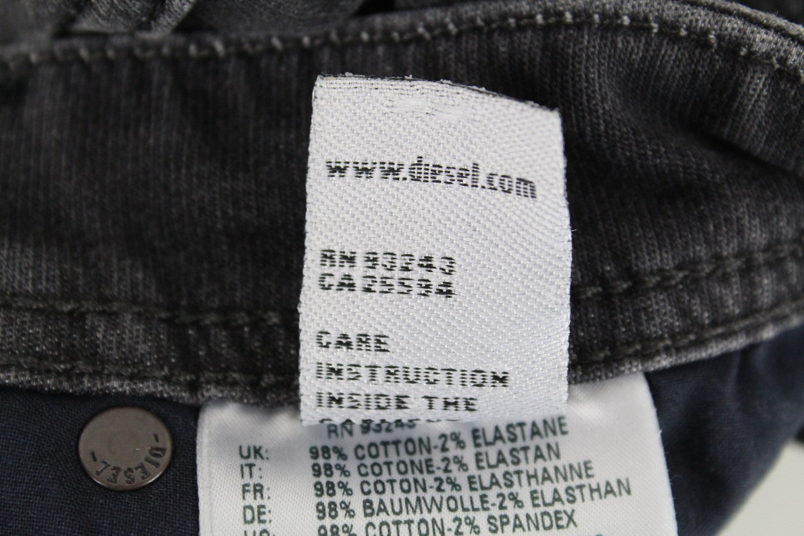 DIESEL Krooley CB-NE 069EM vyriški pilki sportiniai džinsai jogger stiliumi W28 Slim Stretch Fit 