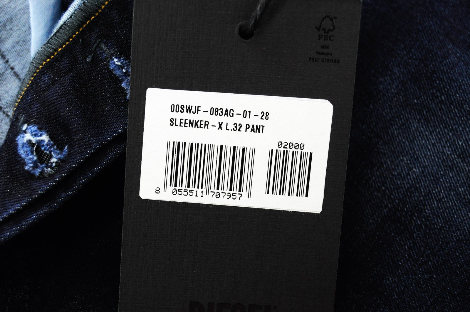 DIESEL Sleenker-X 083AG vyriški džinsai W28/L32 Slim Skinny Cotton Stretch Blue 