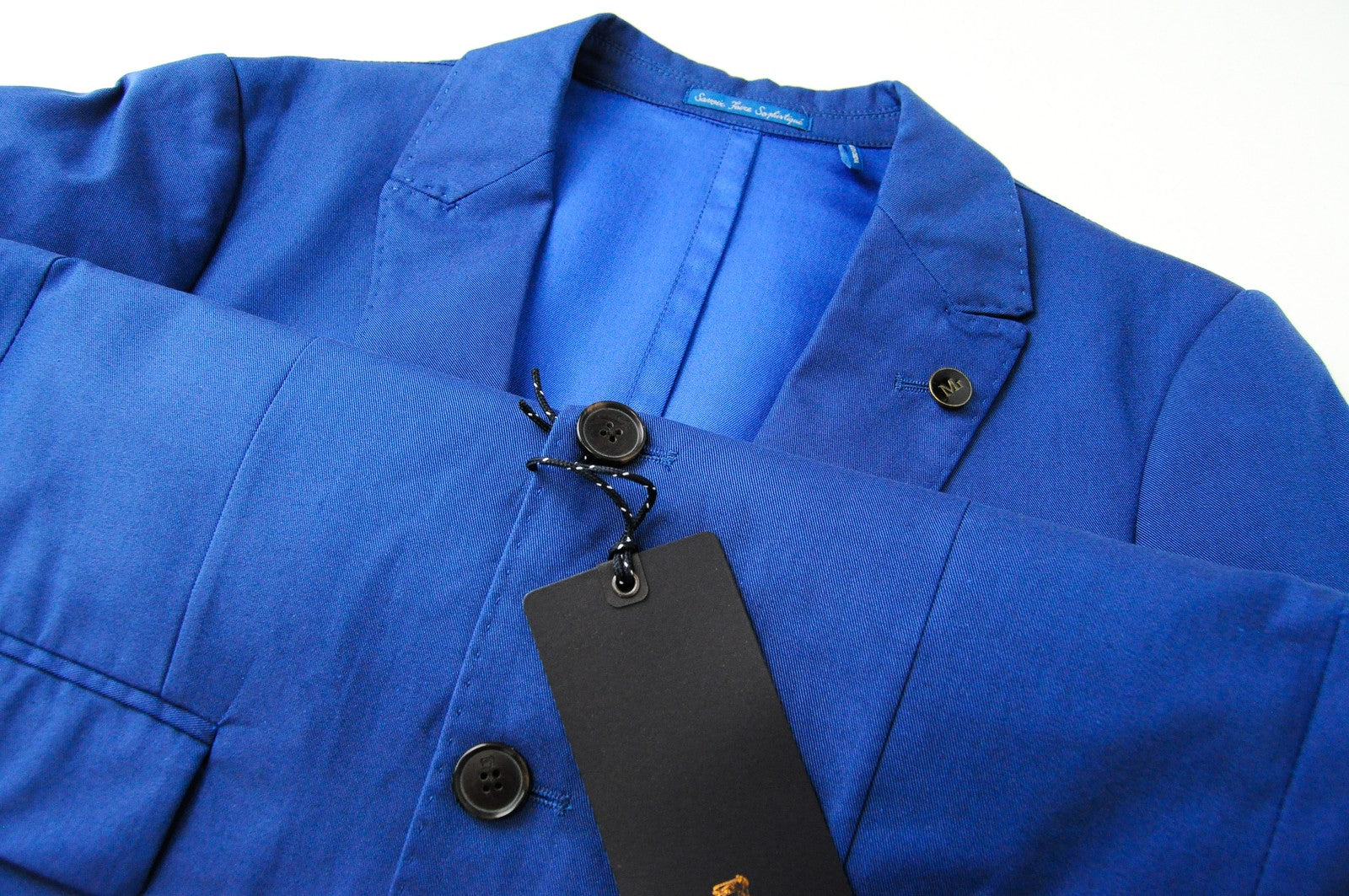 SCOTCH &amp; SODA Ams Couture vyriškas švarkas Mėlynas medvilninis be pamušalo, vienaeilis 